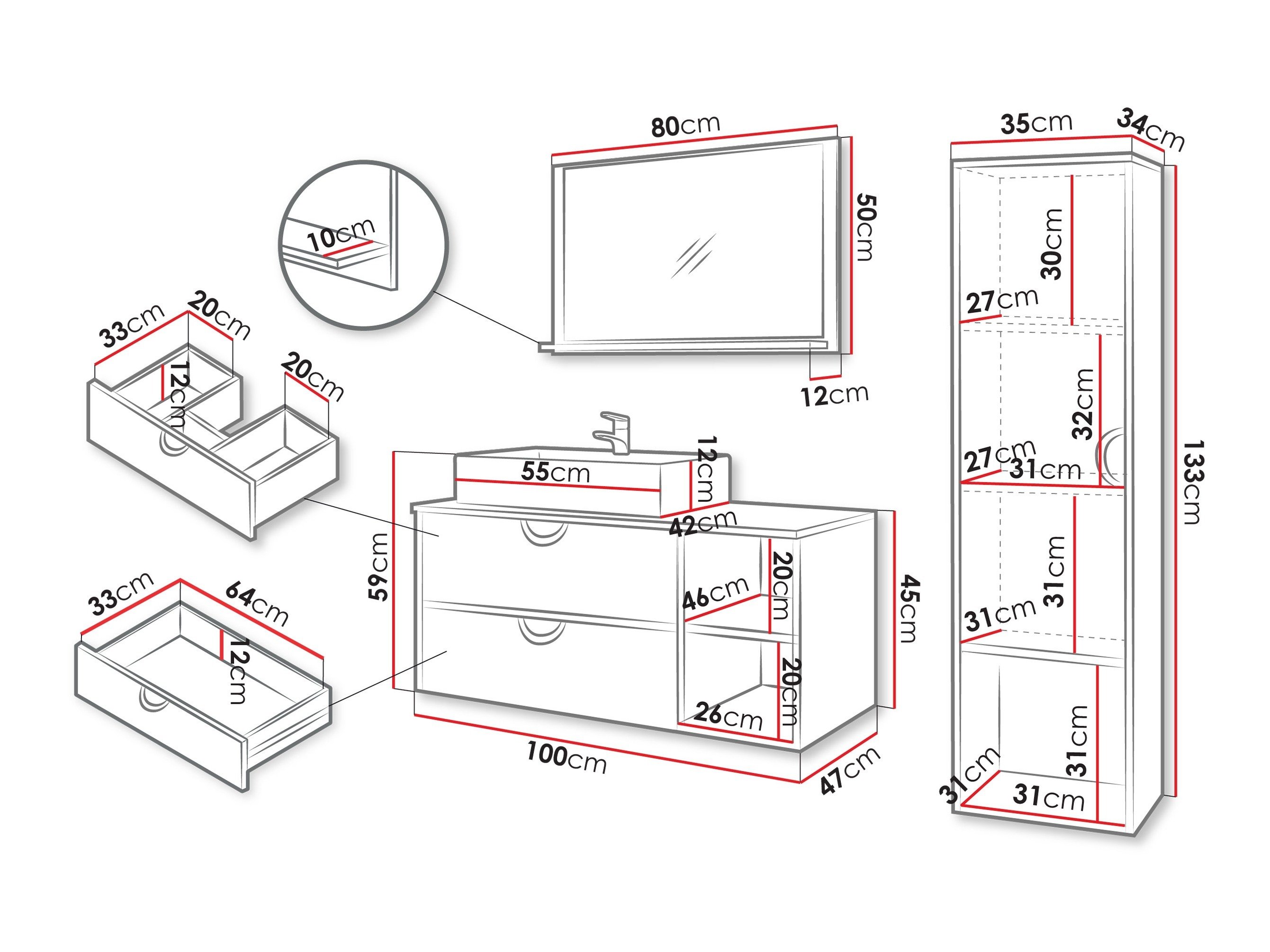 Ensemble de salle de bain Providence 196 (Noir)