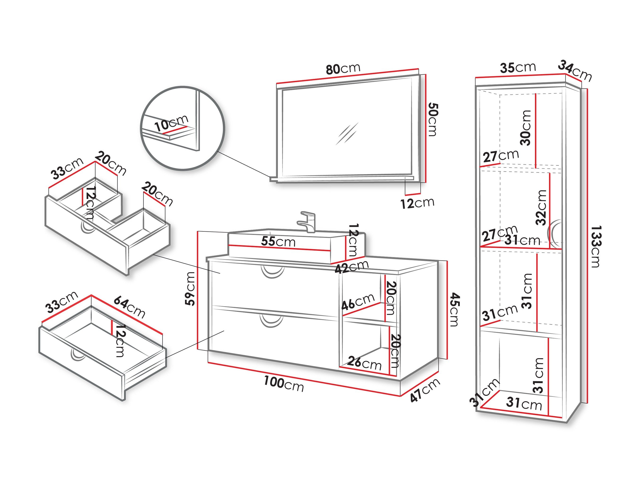 Ensemble de salle de bain Sodalis (Cachemire)