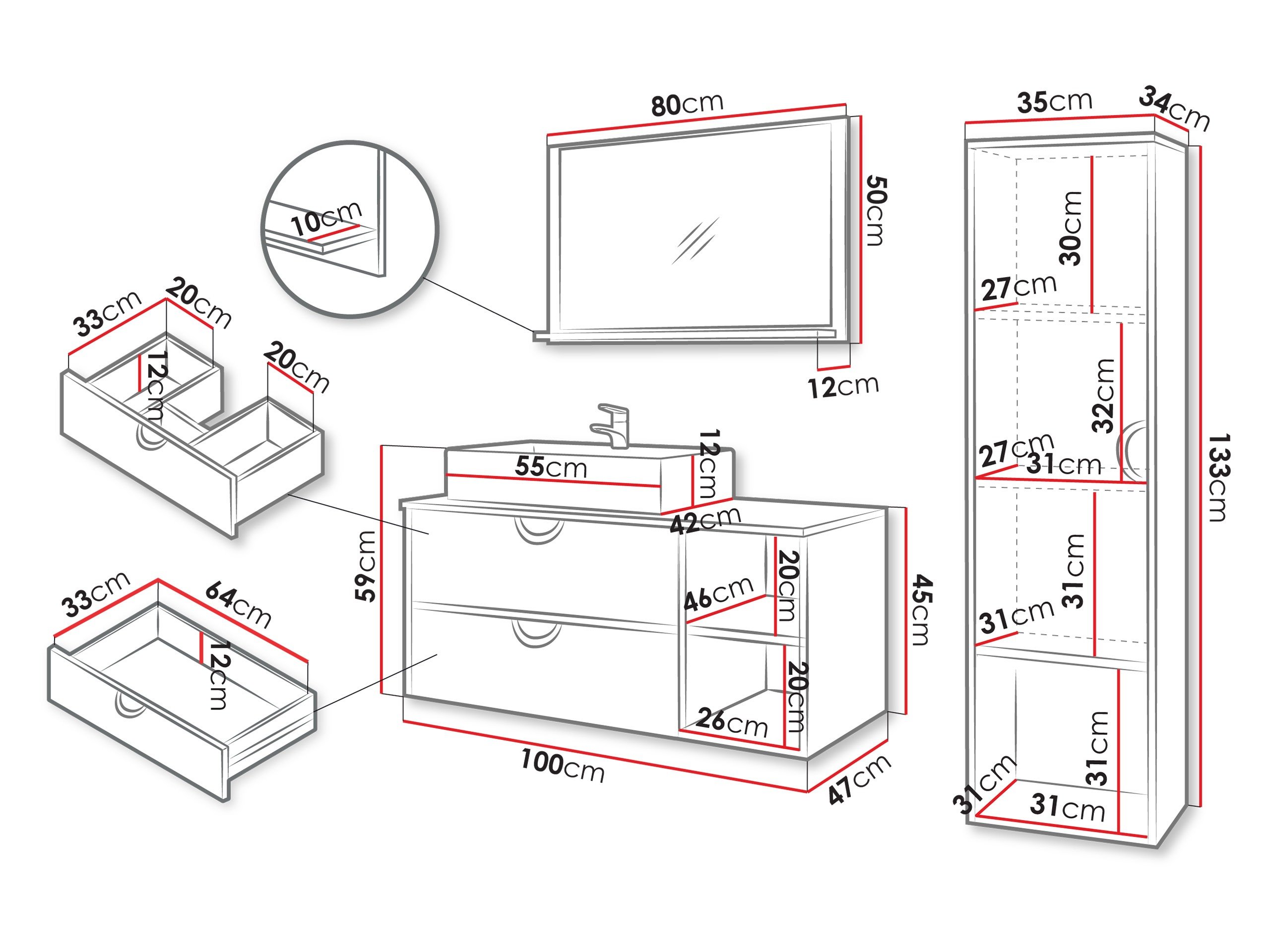 Ensemble de salle de bain Sodalis (Chêne)