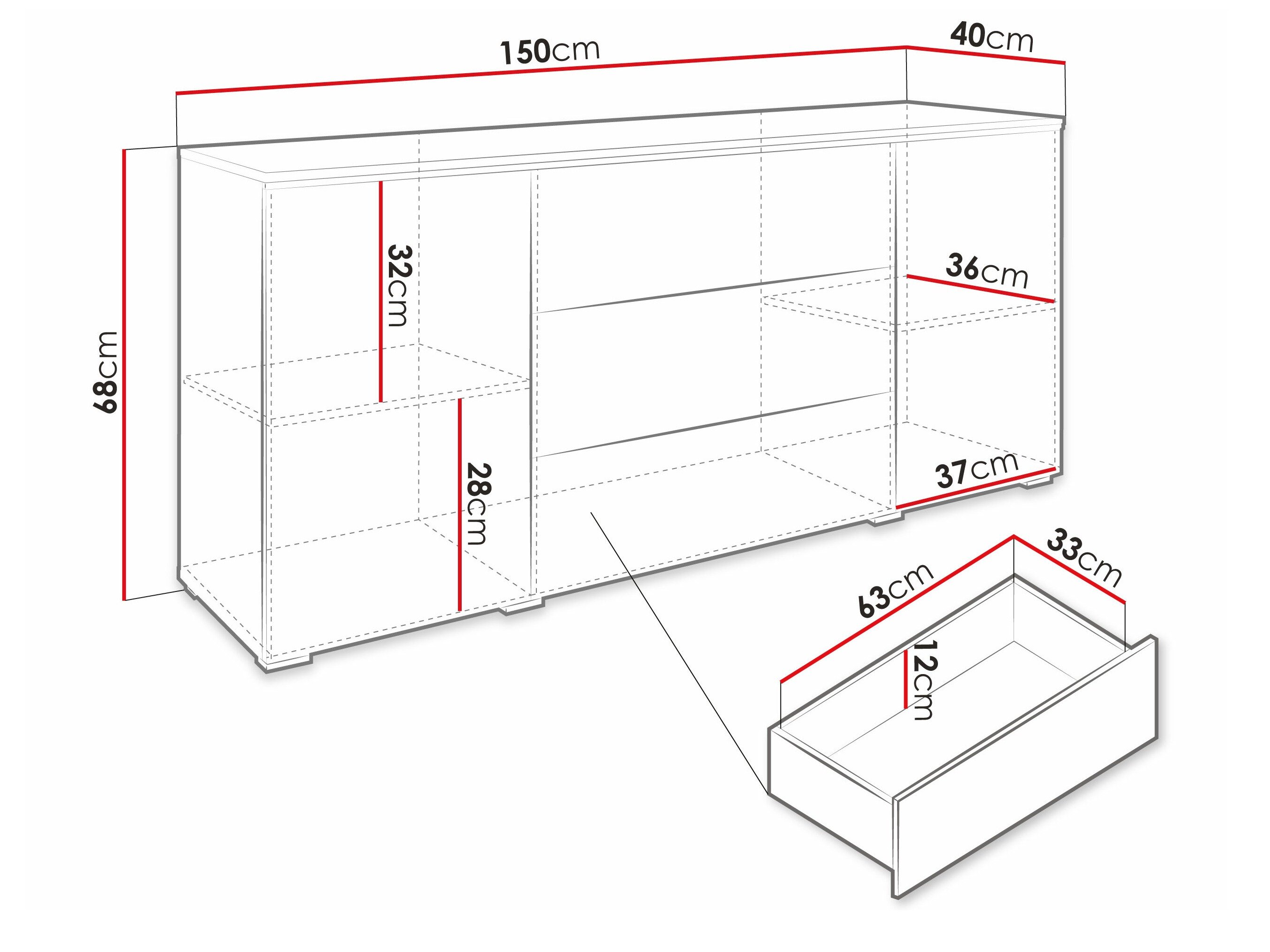 Commode Sarasota 142 (Blanc + Blanc brillant)