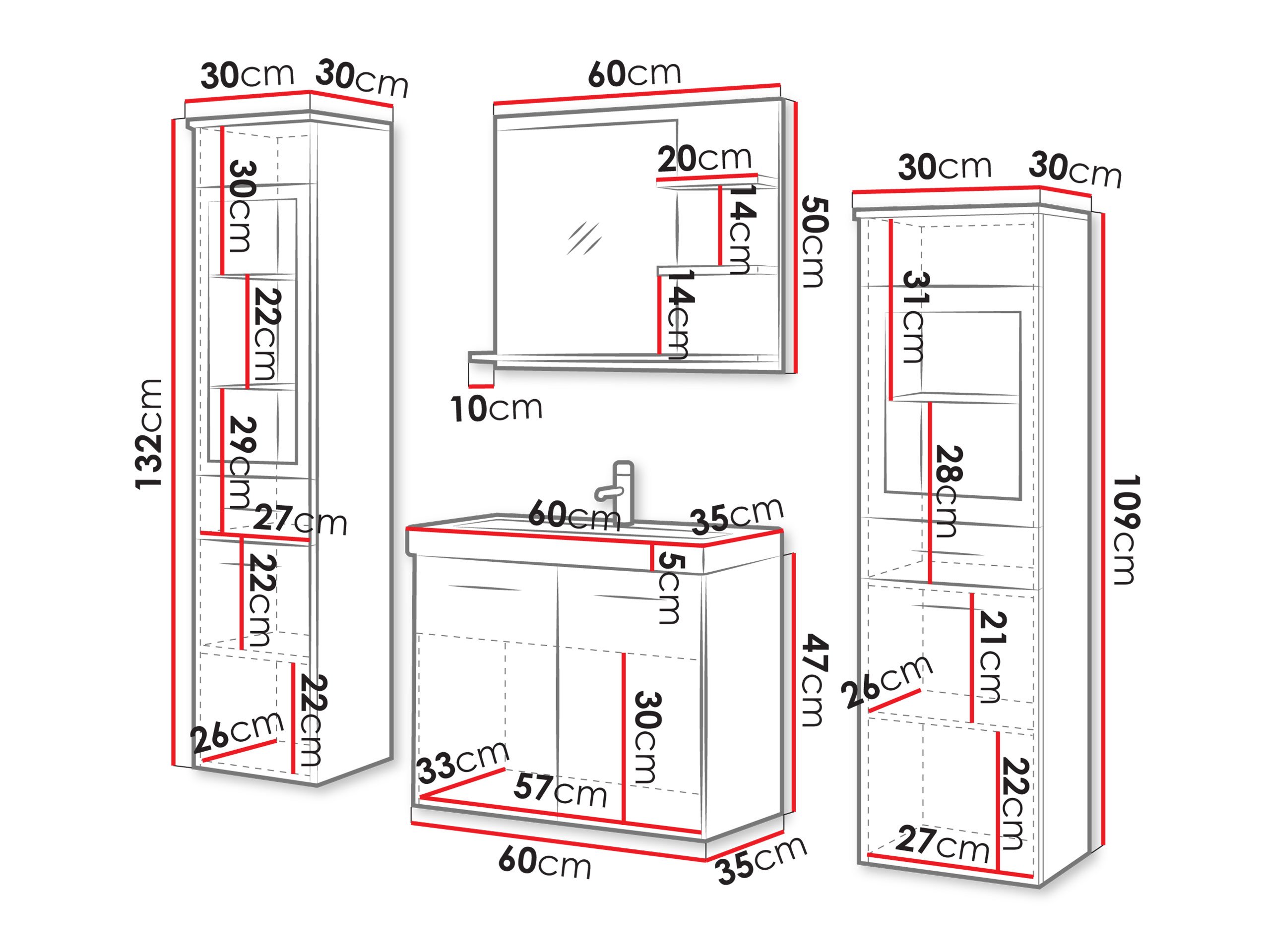 Ensemble de salle de bain Scientia IV (Matera gris + Châtaigne)