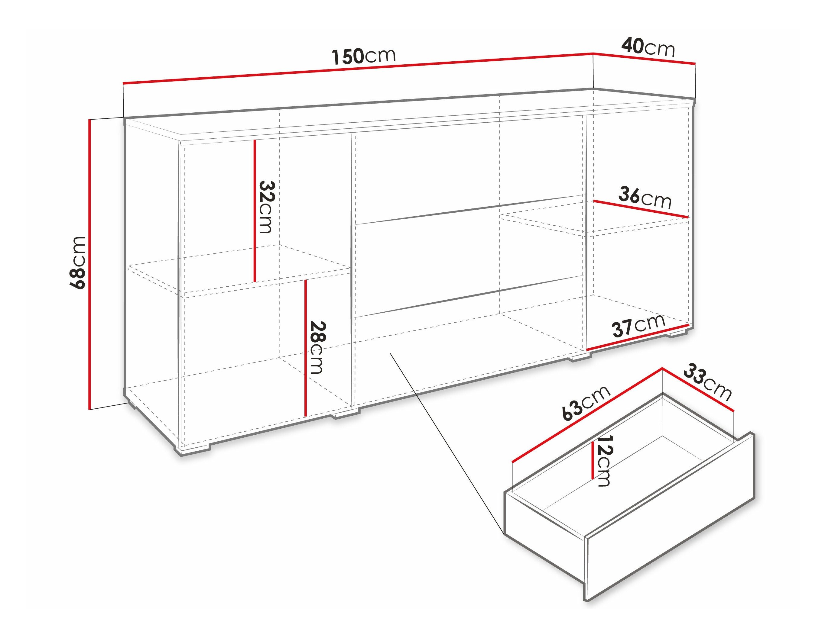 Commode Mirfivo 102 (Chêne wotan + Blanc brillant)