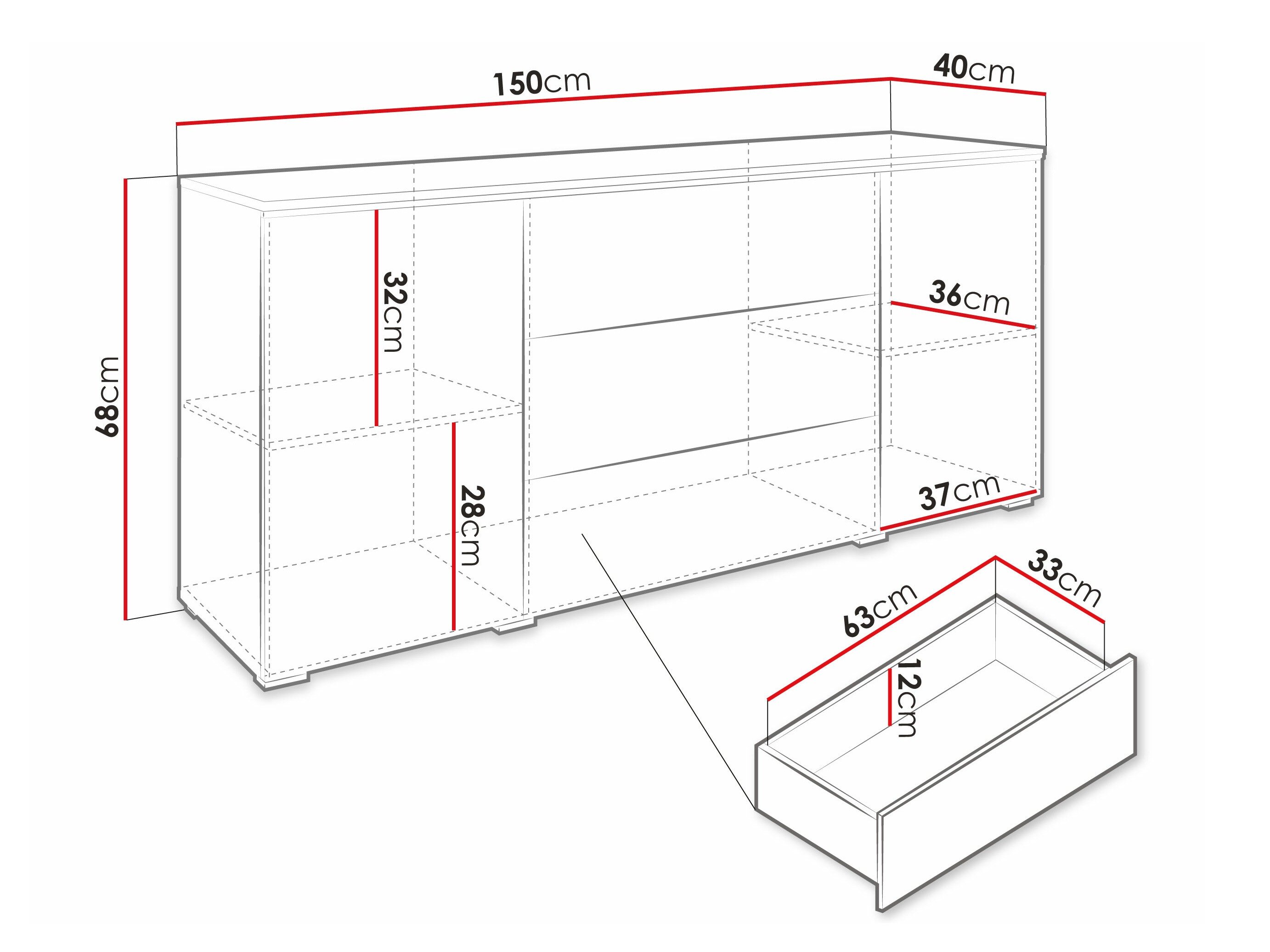 Commode Mirfivo 102 (Chêne wotan + Blanc brillant)