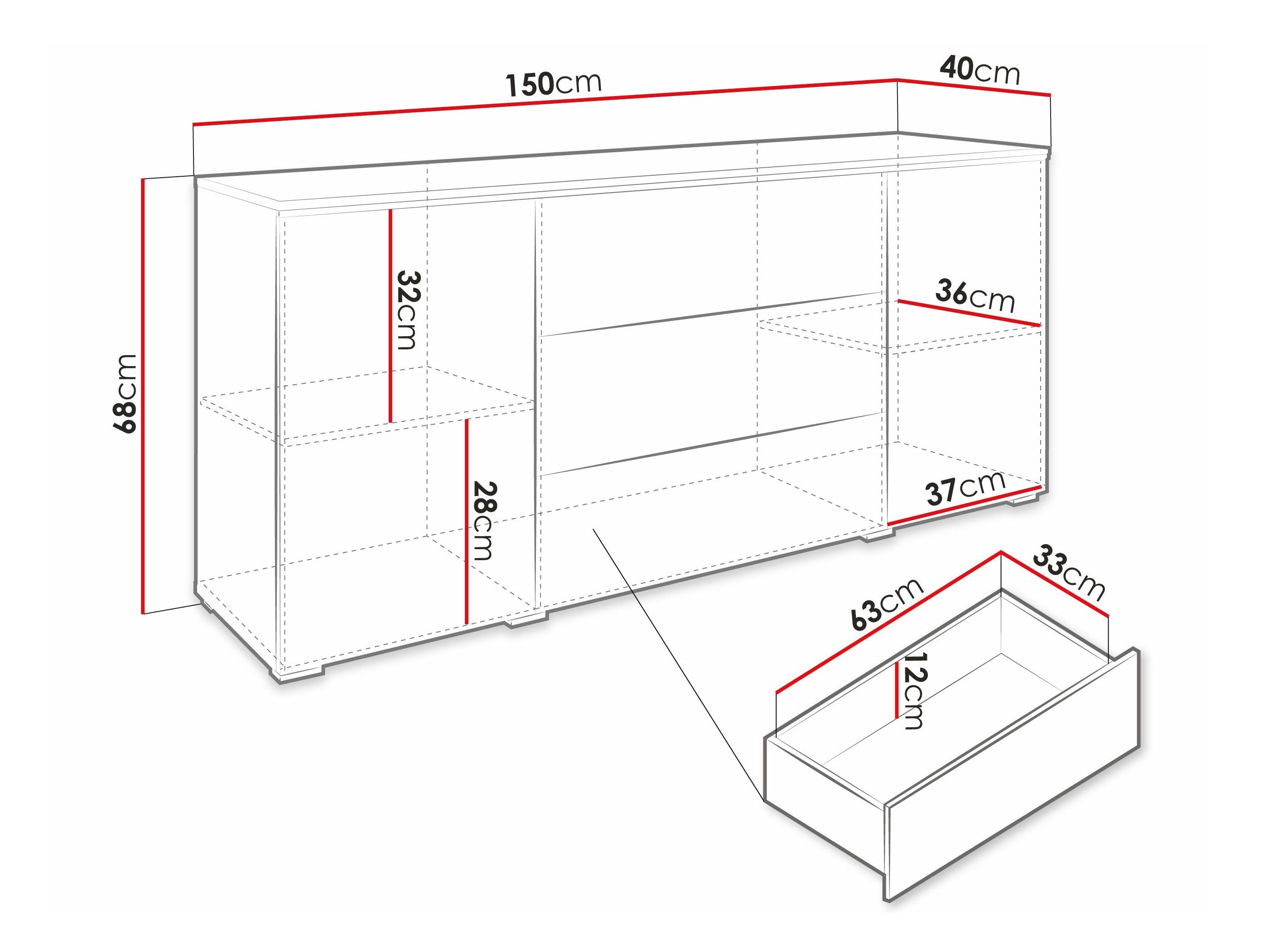 Commode Mirfivo 102 (Chêne wotan + Blanc brillant)