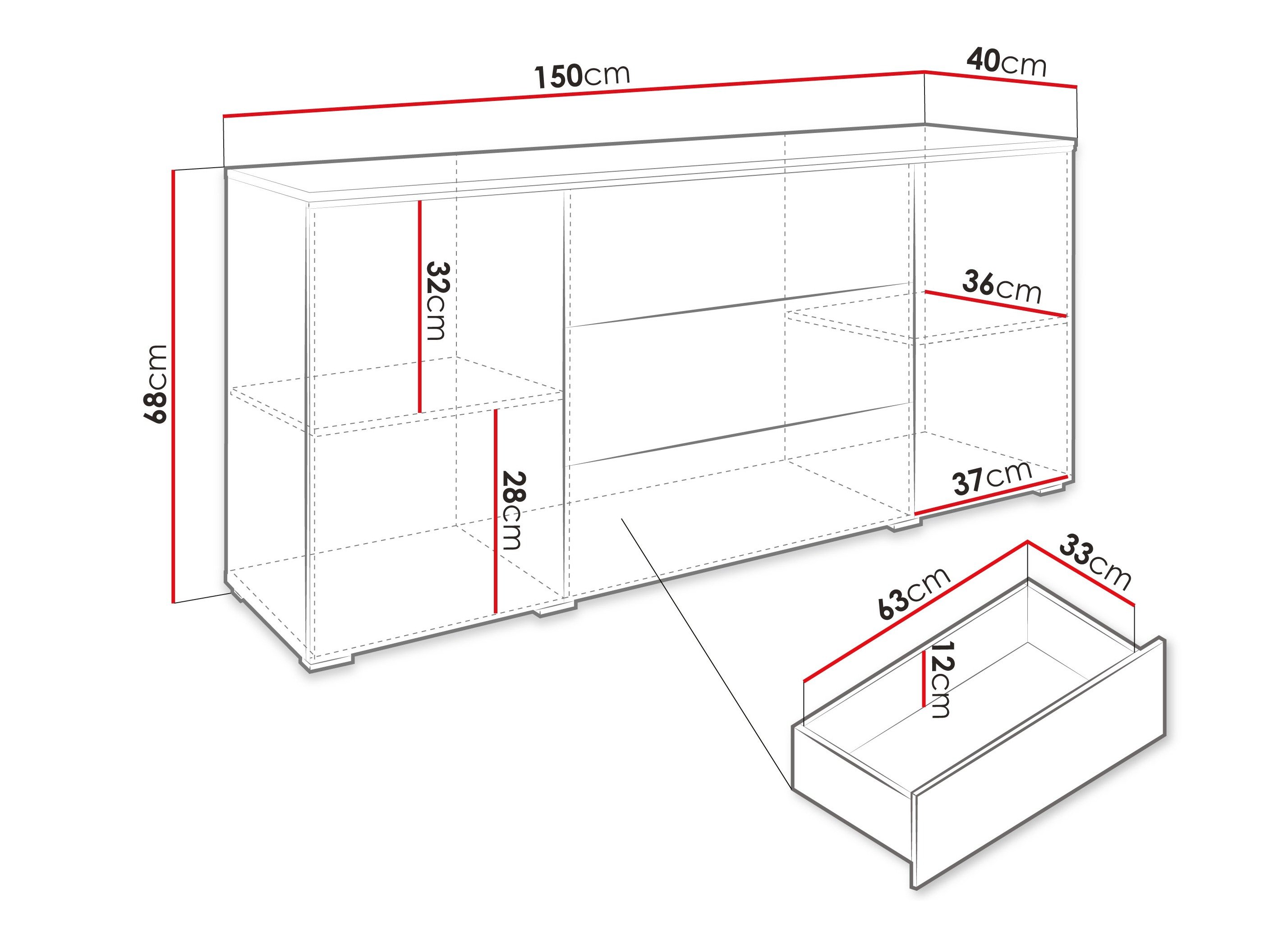 Commode Mirfivo 102 (Gris brillant)