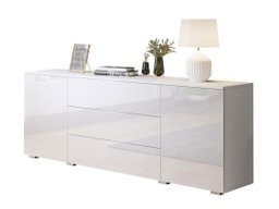 Commode Sarasota 129 (Blanc + Blanc brillant)
