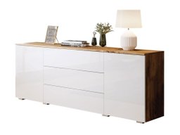 Commode Sarasota 129 (Chêne wotan + Blanc brillant)