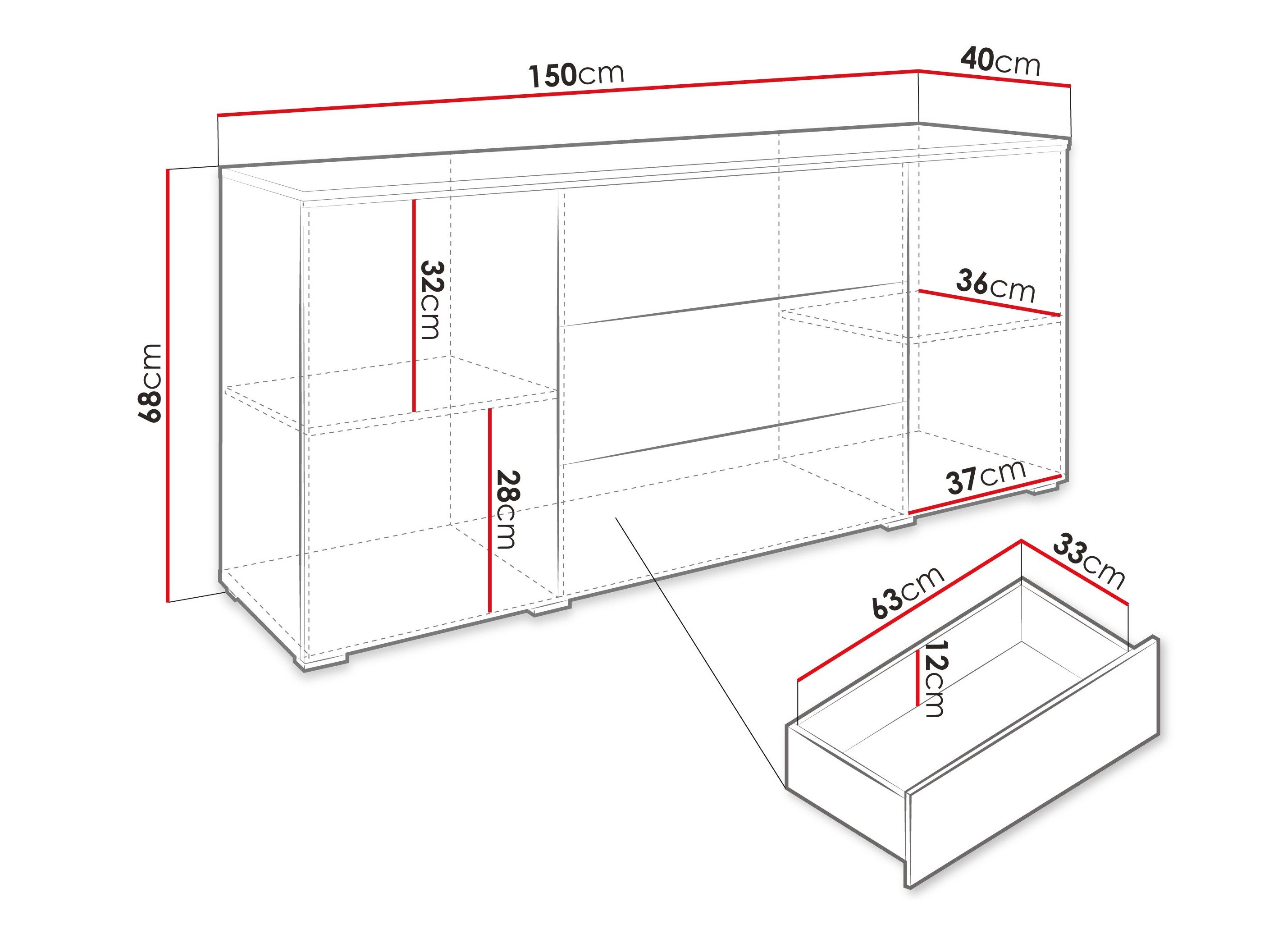 Commode Sarasota 142 (Gris brillant)
