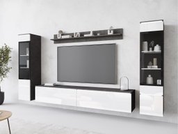 Ensemble de salon Mirfivo 101 (Matera gris + Blanc brillant)