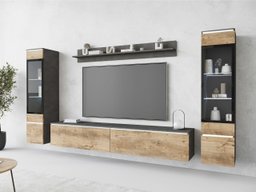 Ensemble de salon Mirfivo 101 (Matera gris + Châtaigne)