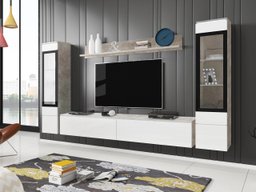 Ensemble de salon Sarasota 126 (Béton + Blanc brillant)