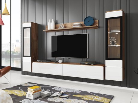 Ensemble de salon Sarasota 126 (Chêne wotan + Blanc brillant)