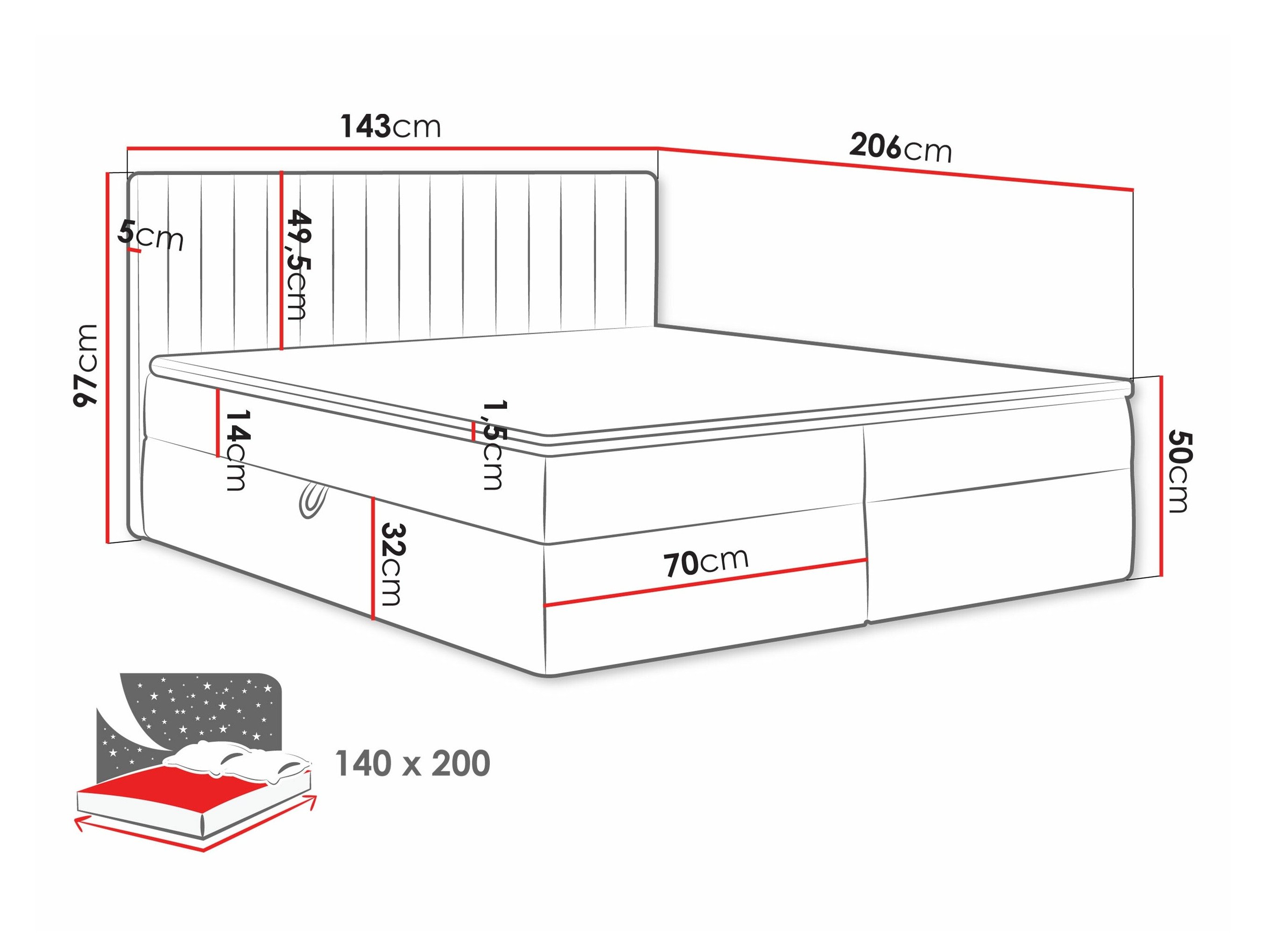Lit boxspring Comfivo Apis I (Manila 16)