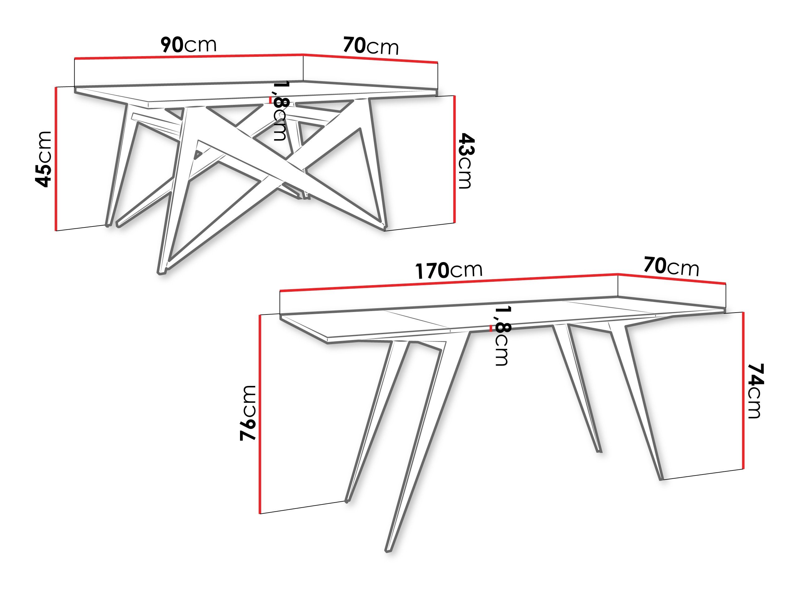 Table basse transformateur Oswego 150 (Cachemire + Noir)