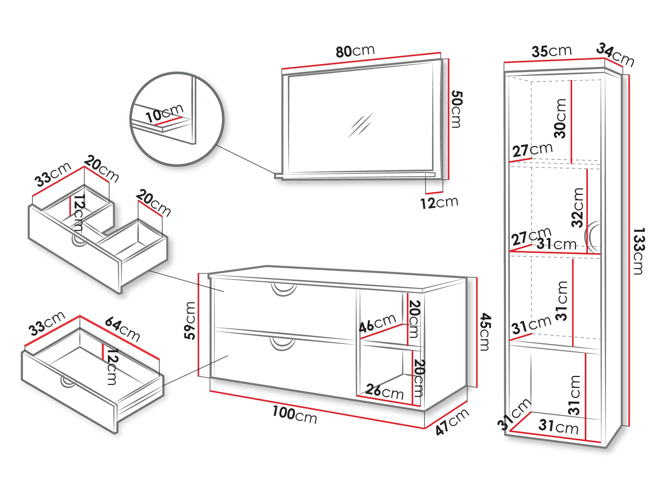 Ensemble de salle de bain Sodalis (Noyer)