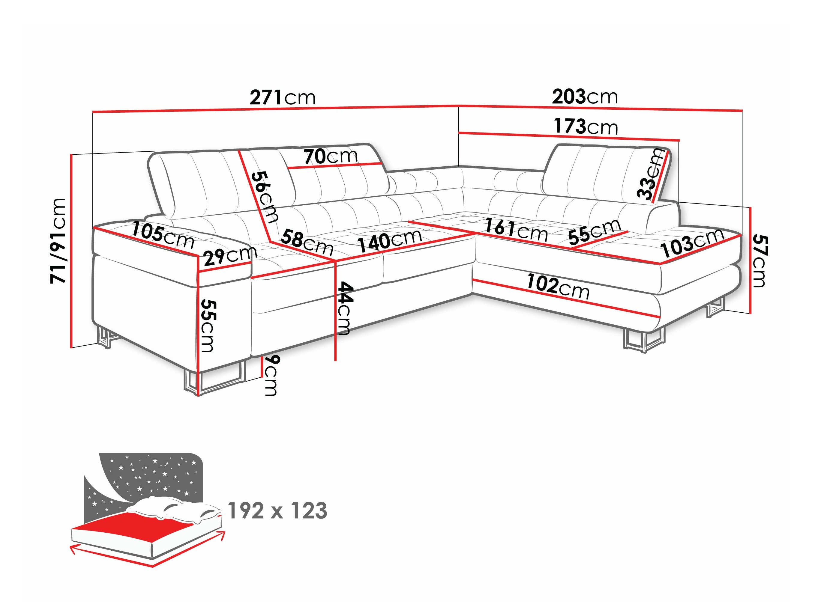 Canapé d'angle Comfivo Anima I (Venus velours 2932)