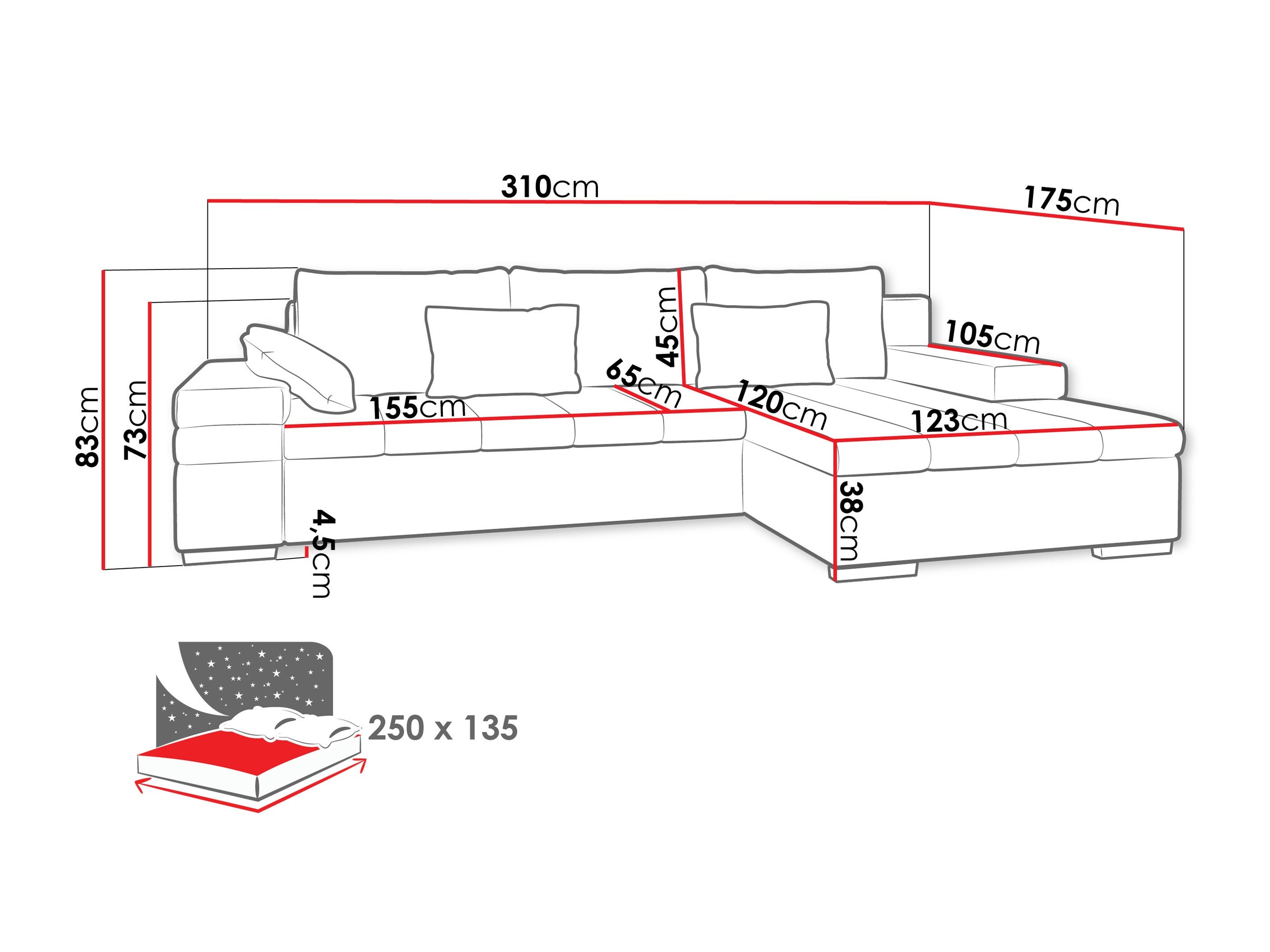Canapé d'angle Comfivo Olivetum II (Piano 02 + Corbett 21)