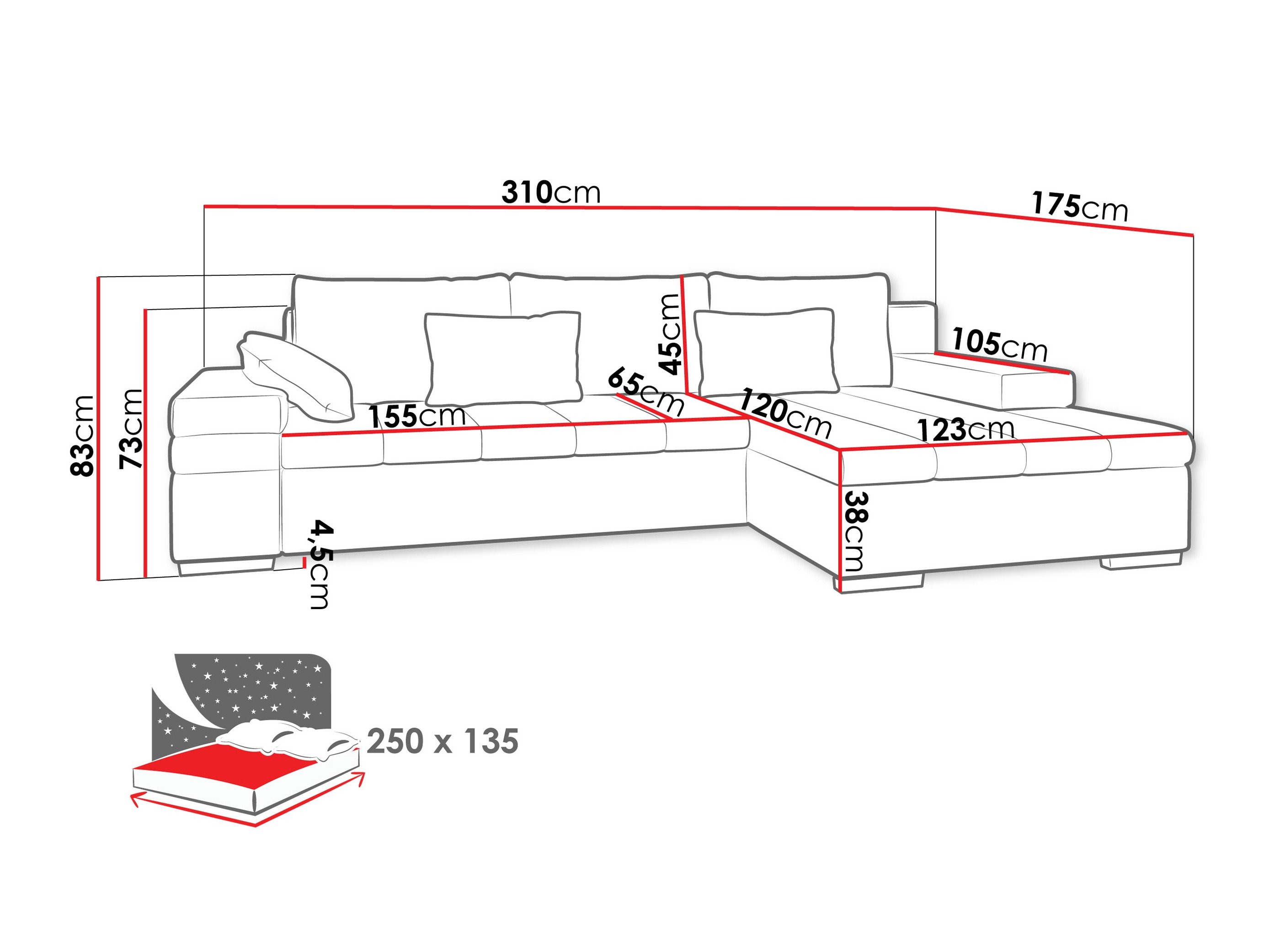 Canapé d'angle Comfivo Olivetum II (Piano 02 + Corbett 21)