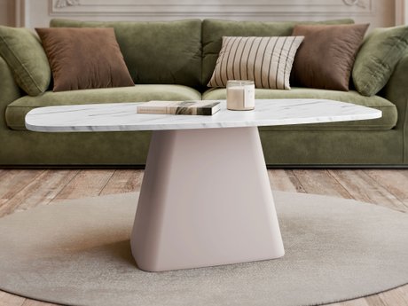 Table basse Oswego 158 (Marbre blanc + Cachemire)