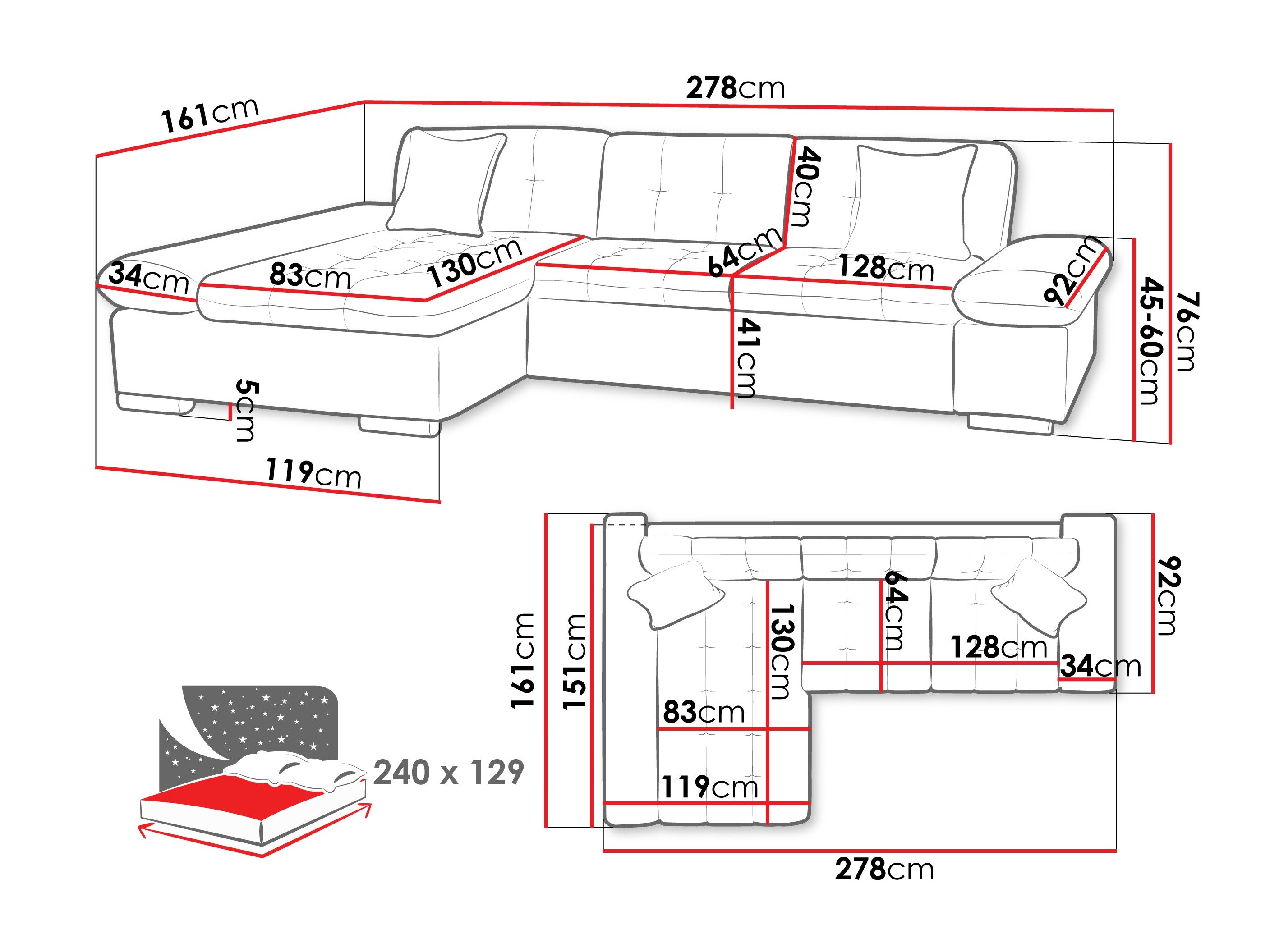 Canapé d'angle Comfivo Sanitas II (Corbett 78)