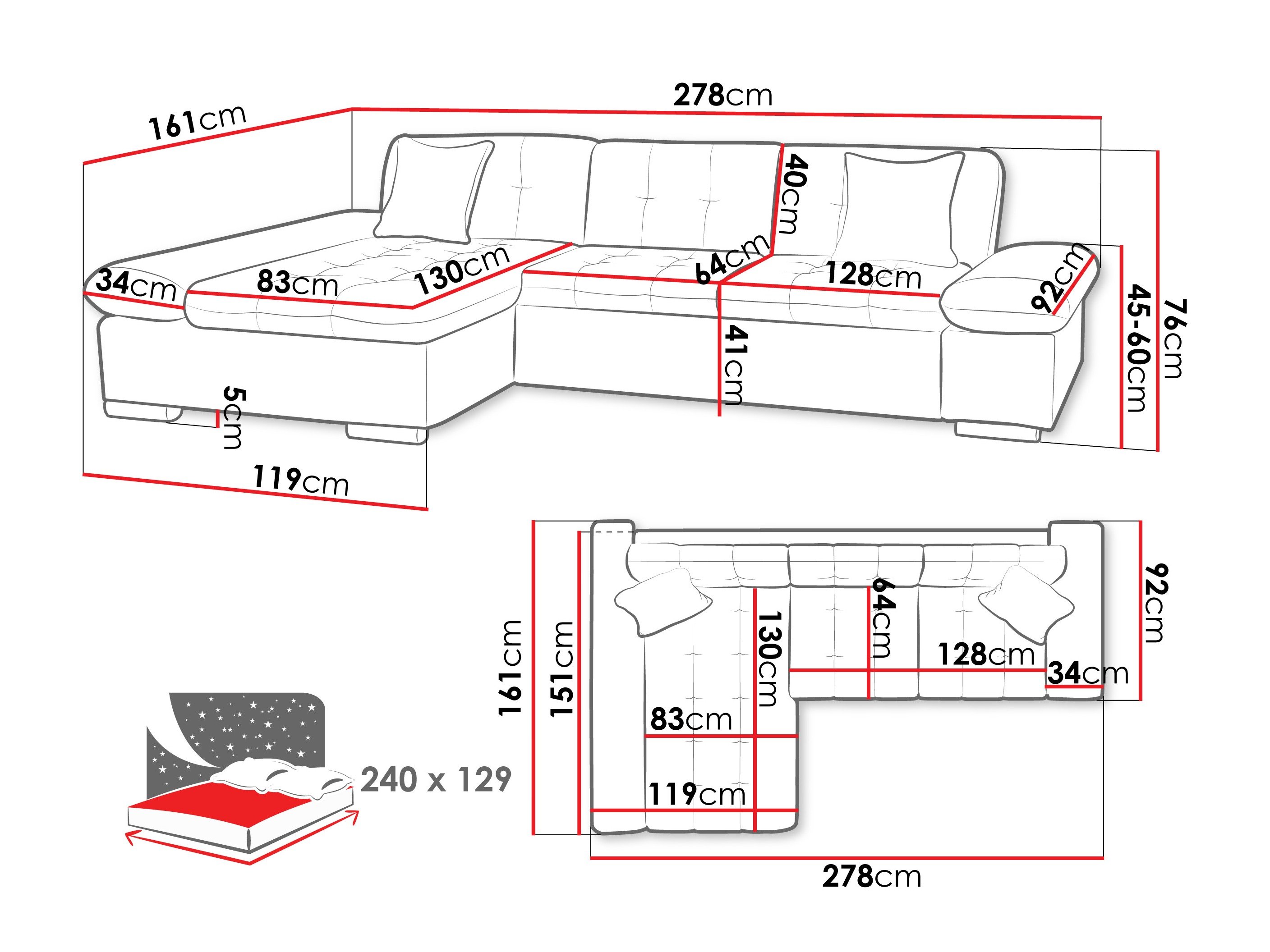 Canapé d'angle Comfivo Sanitas II (Corbett 78)