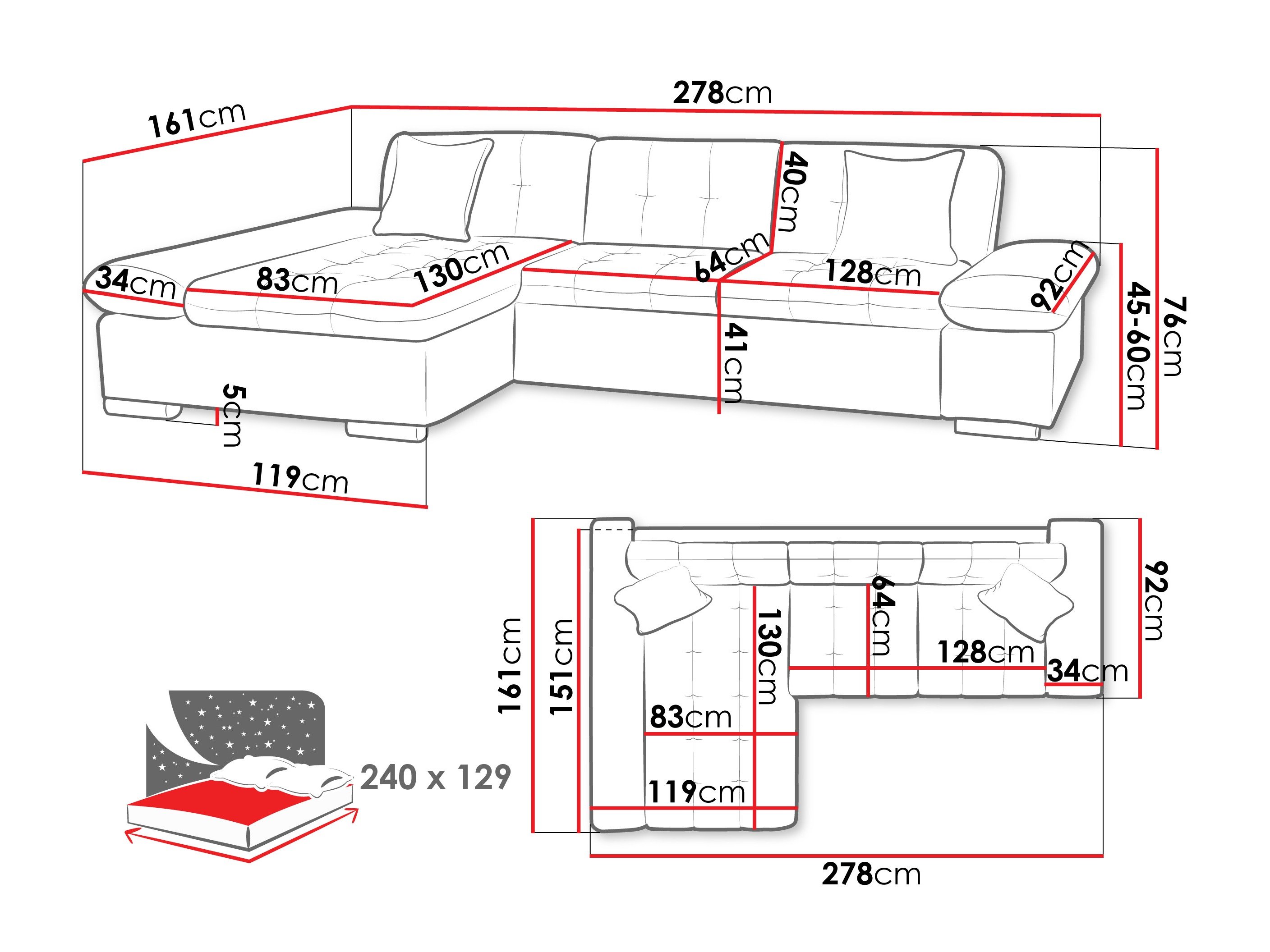 Canapé d'angle Comfivo Sanitas II (Piano 21 + Mokka 03)