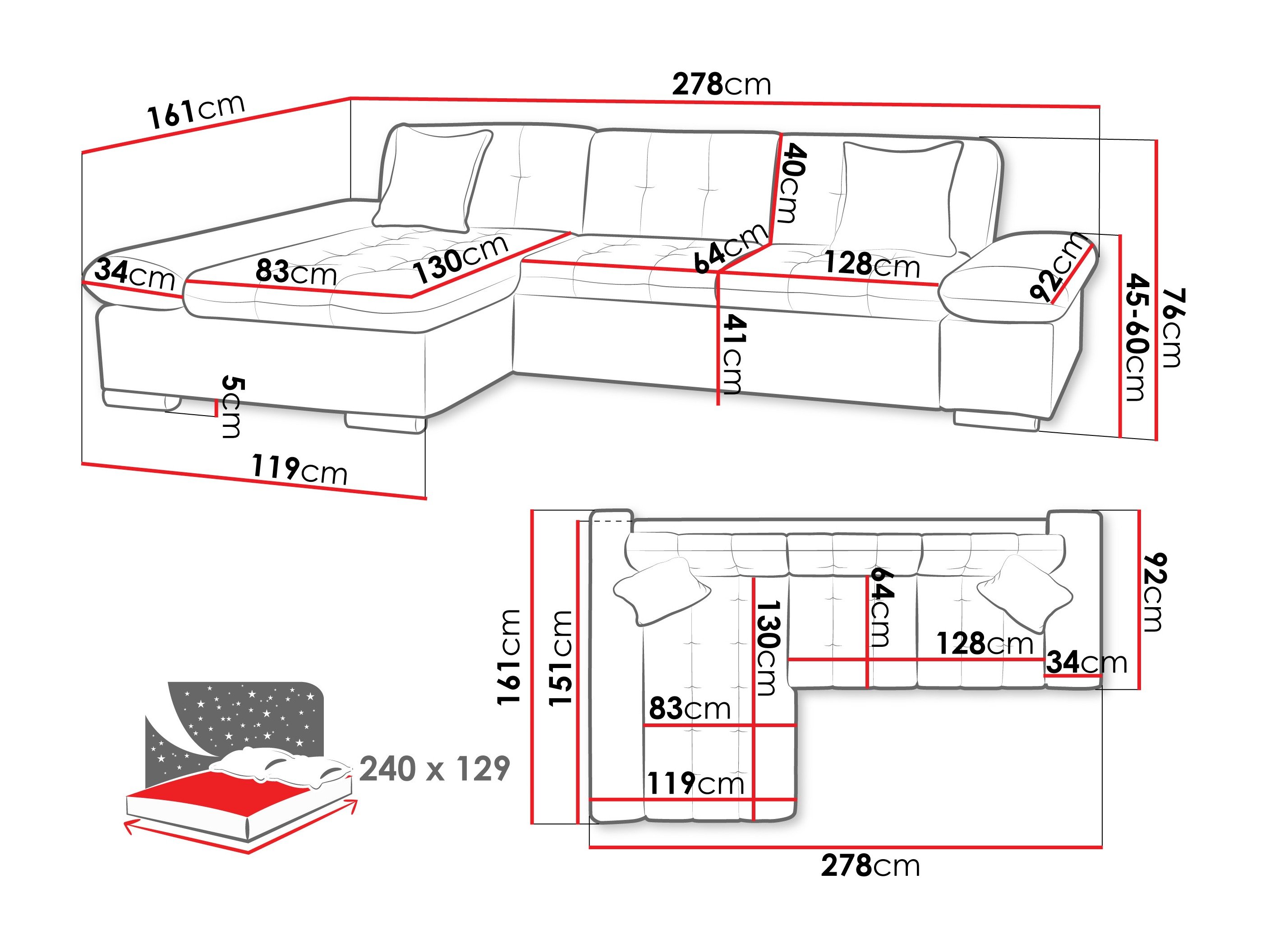 Canapé d'angle Comfivo Sanitas II (Piano 21 + Mokka 03)