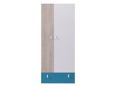 Armoire Camteso 101 (Blanc + Chêne + Turquoise)