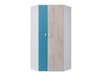Armoire d'angle Camteso 100 (Blanc + Chêne + Turquoise)