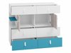 Commode Camteso 106 (Blanc + Chêne + Turquoise)