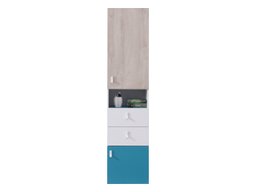 Étagère Camteso 102 (Blanc + Chêne + Turquoise)