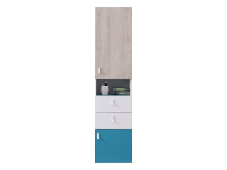 Étagère Camteso 102 (Blanc + Chêne + Turquoise)