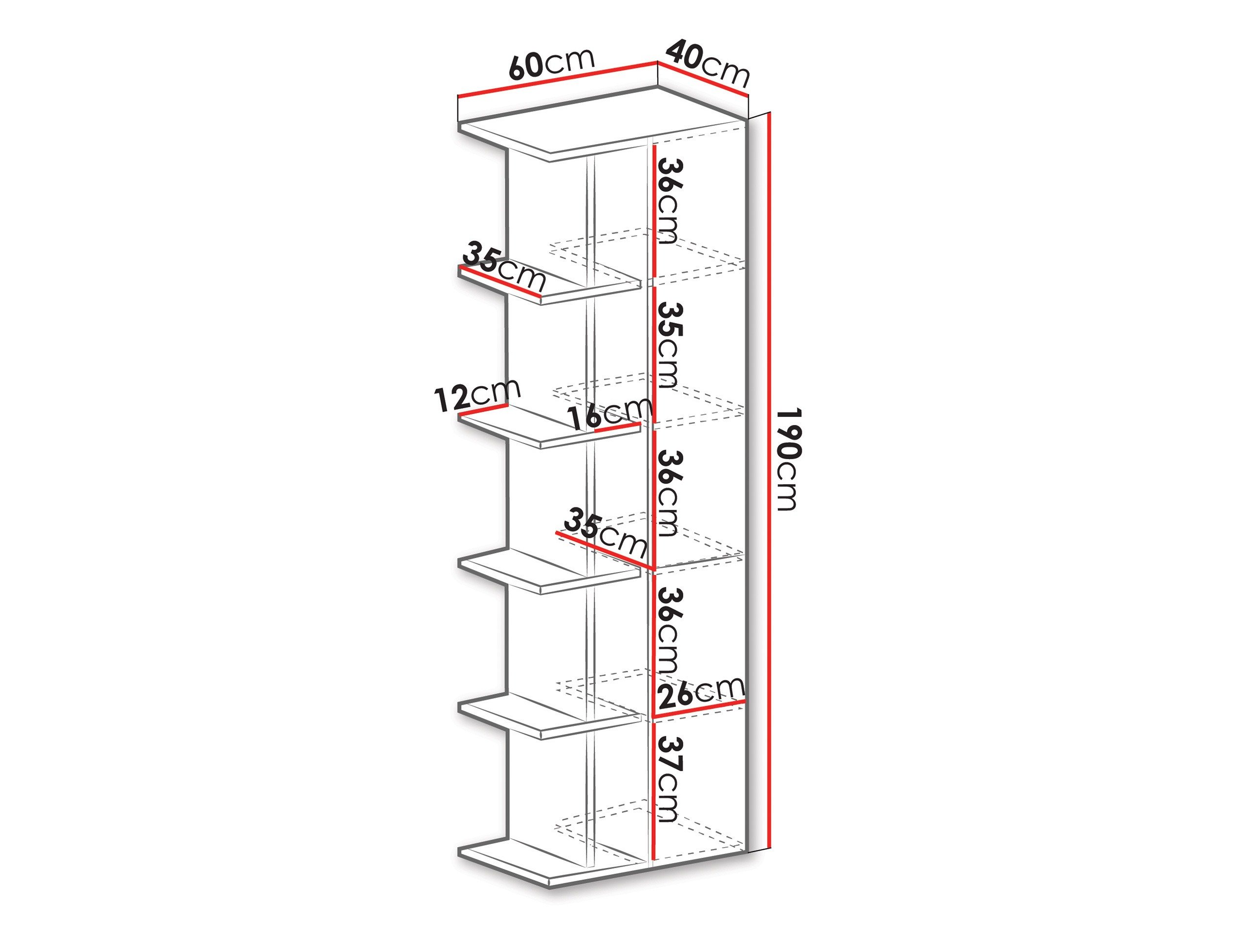 Étagère Camteso 103 (Noir + Chêne + Beige)