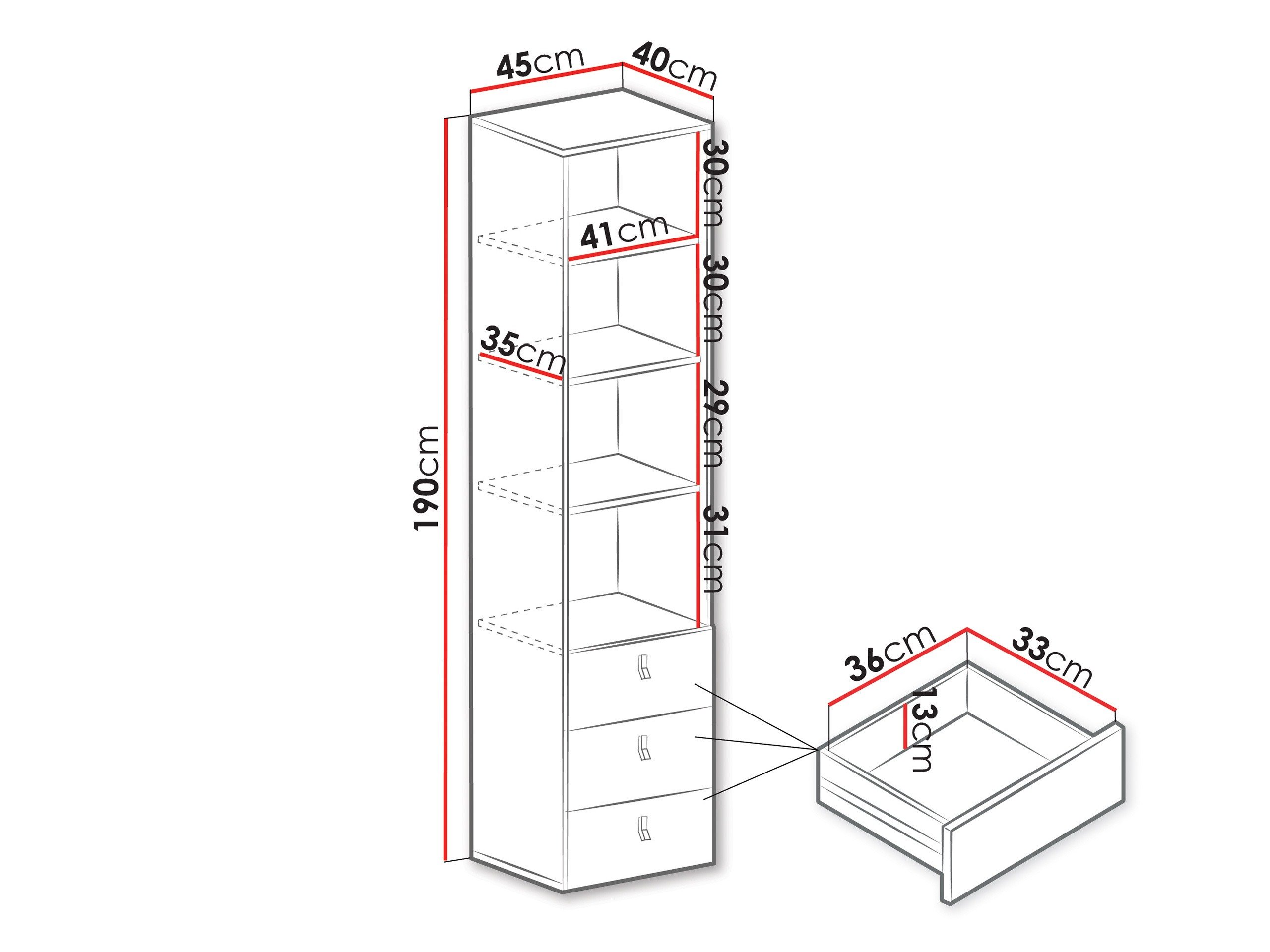 Étagère Camteso 104 (Blanc + Chêne + Turquoise)