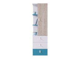 Étagère Camteso 105 (Blanc + Chêne + Turquoise)