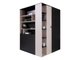 Armoire d'angle Camteso 113 (Noir + Chêne + Beige)