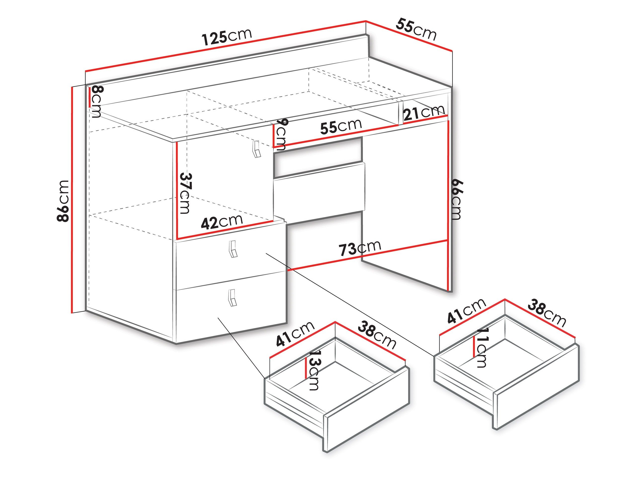 Bureau Camteso 107 (Noir + Chêne + Beige)