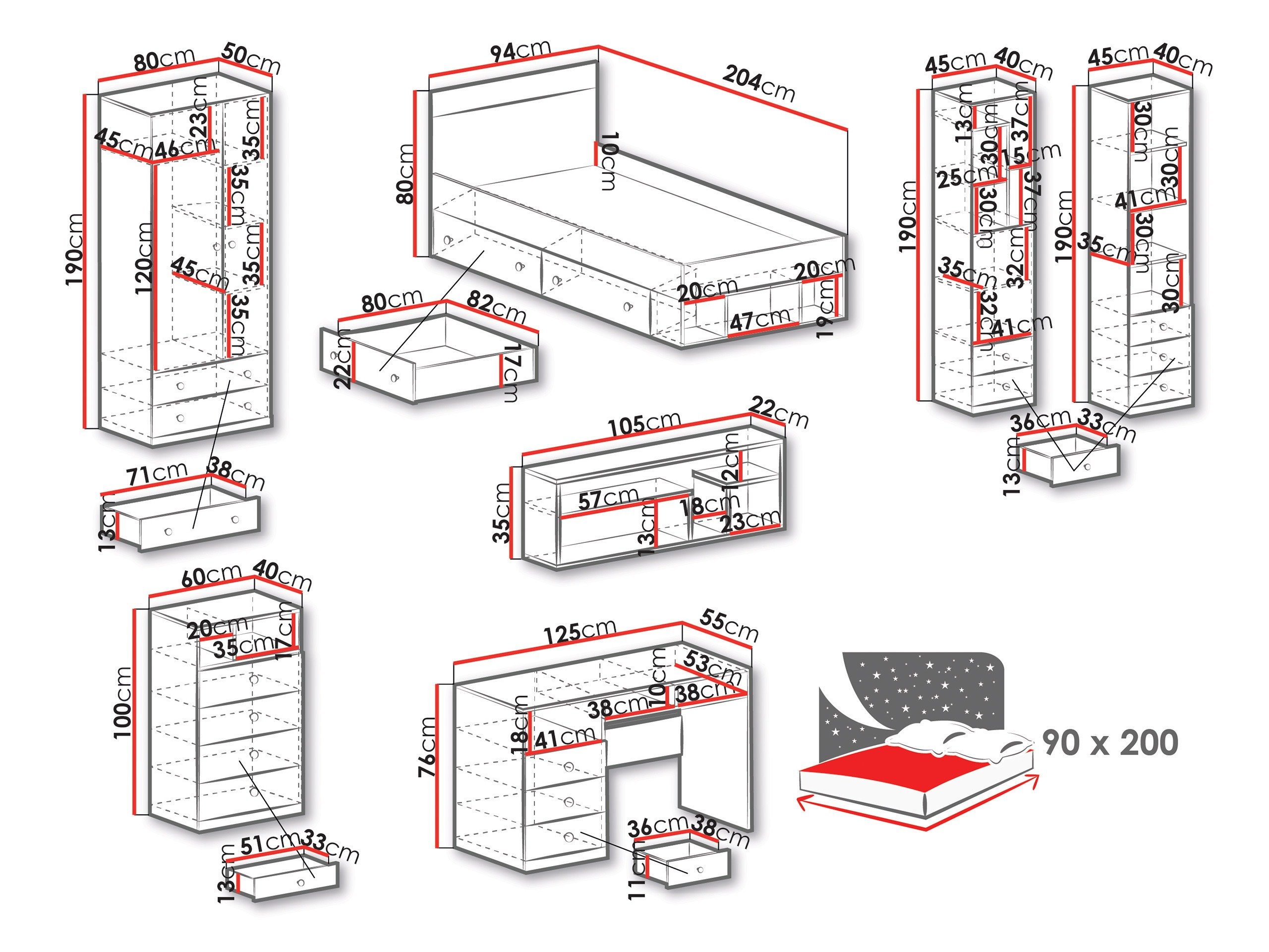 Ensemble de meubles Tesmonu 118