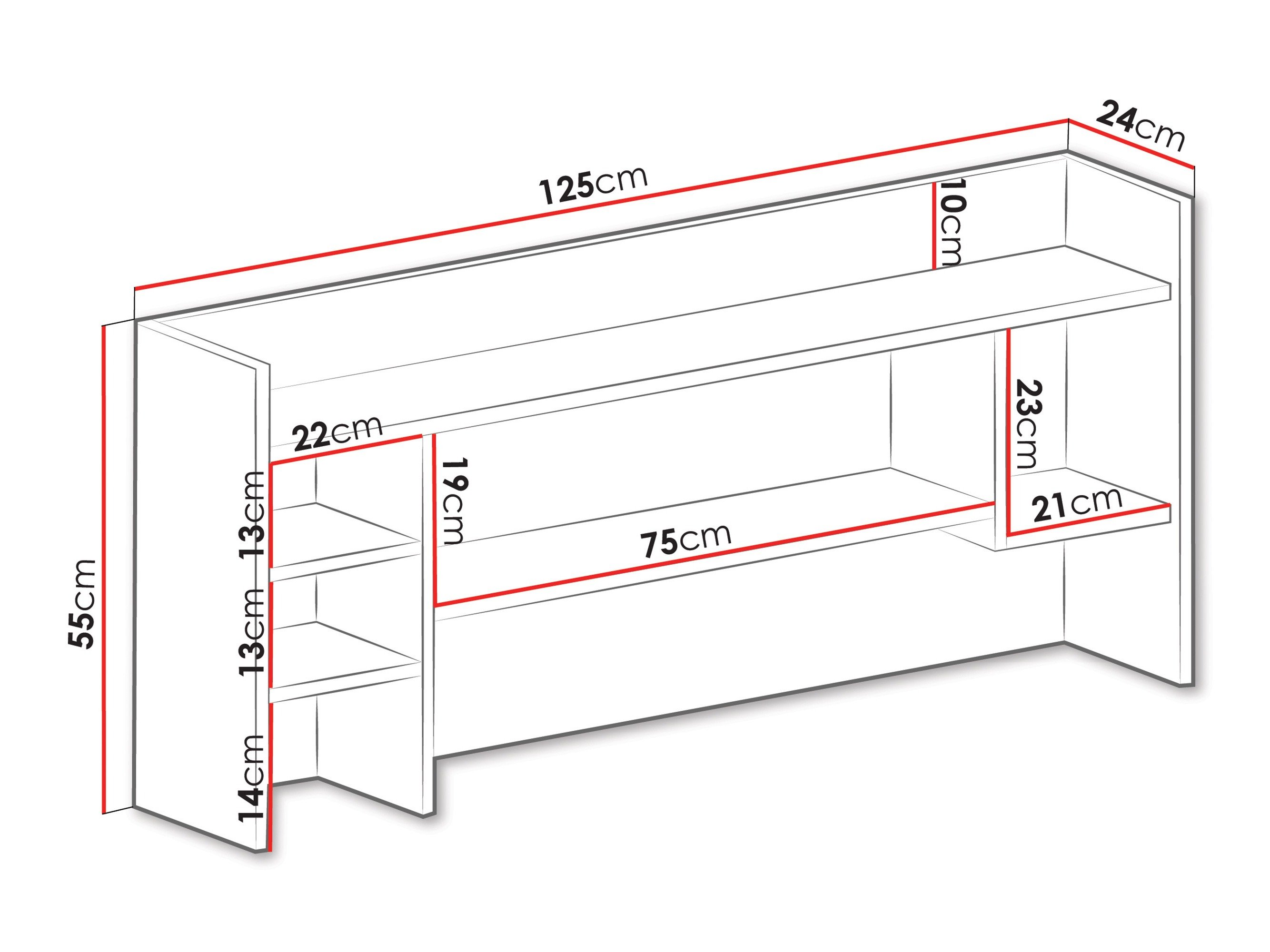 Étagère murale Camteso 109 (Noir + Chêne + Beige)
