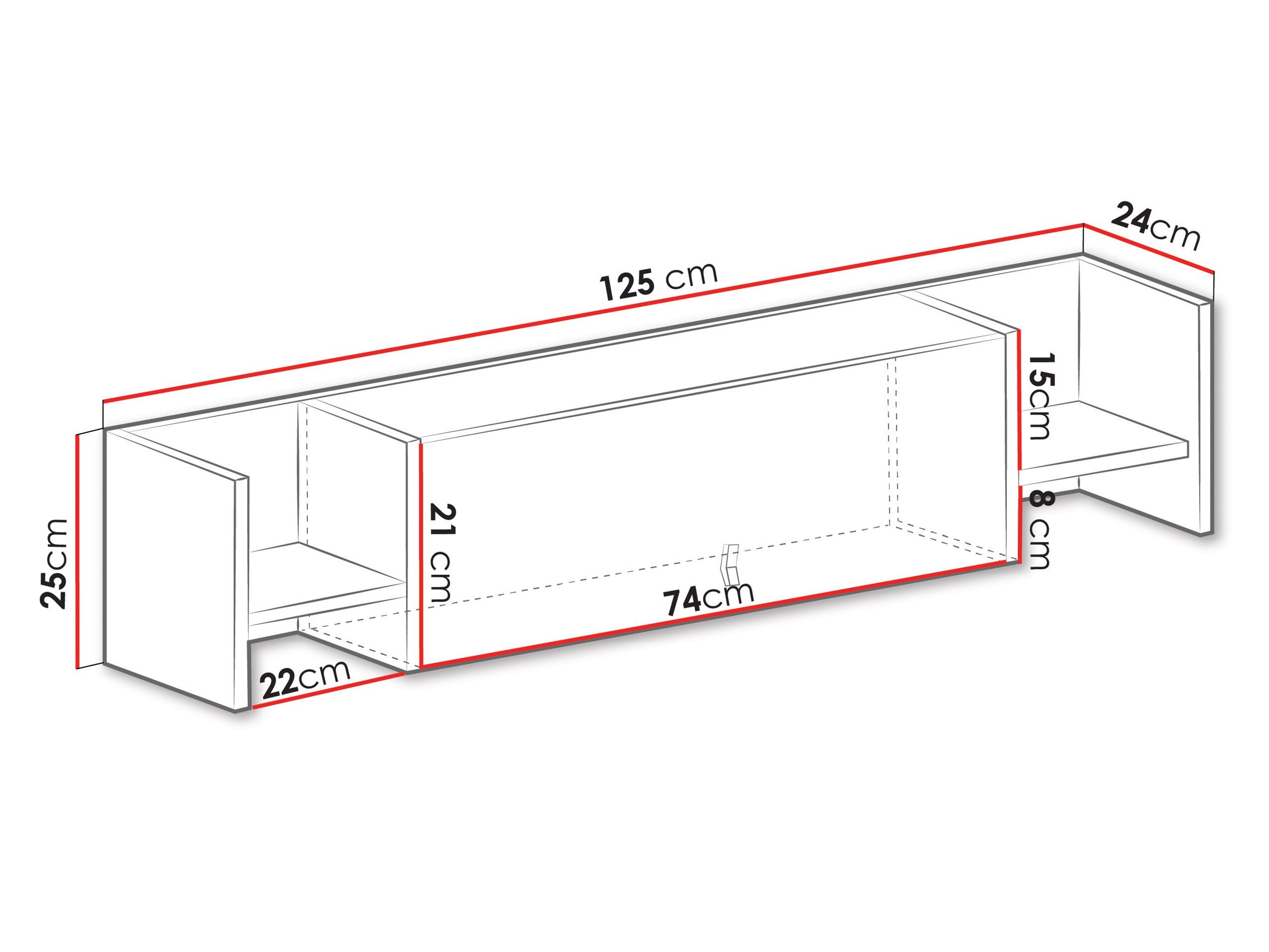 Étagère murale Camteso 110 (Blanc + Chêne + Turquoise)