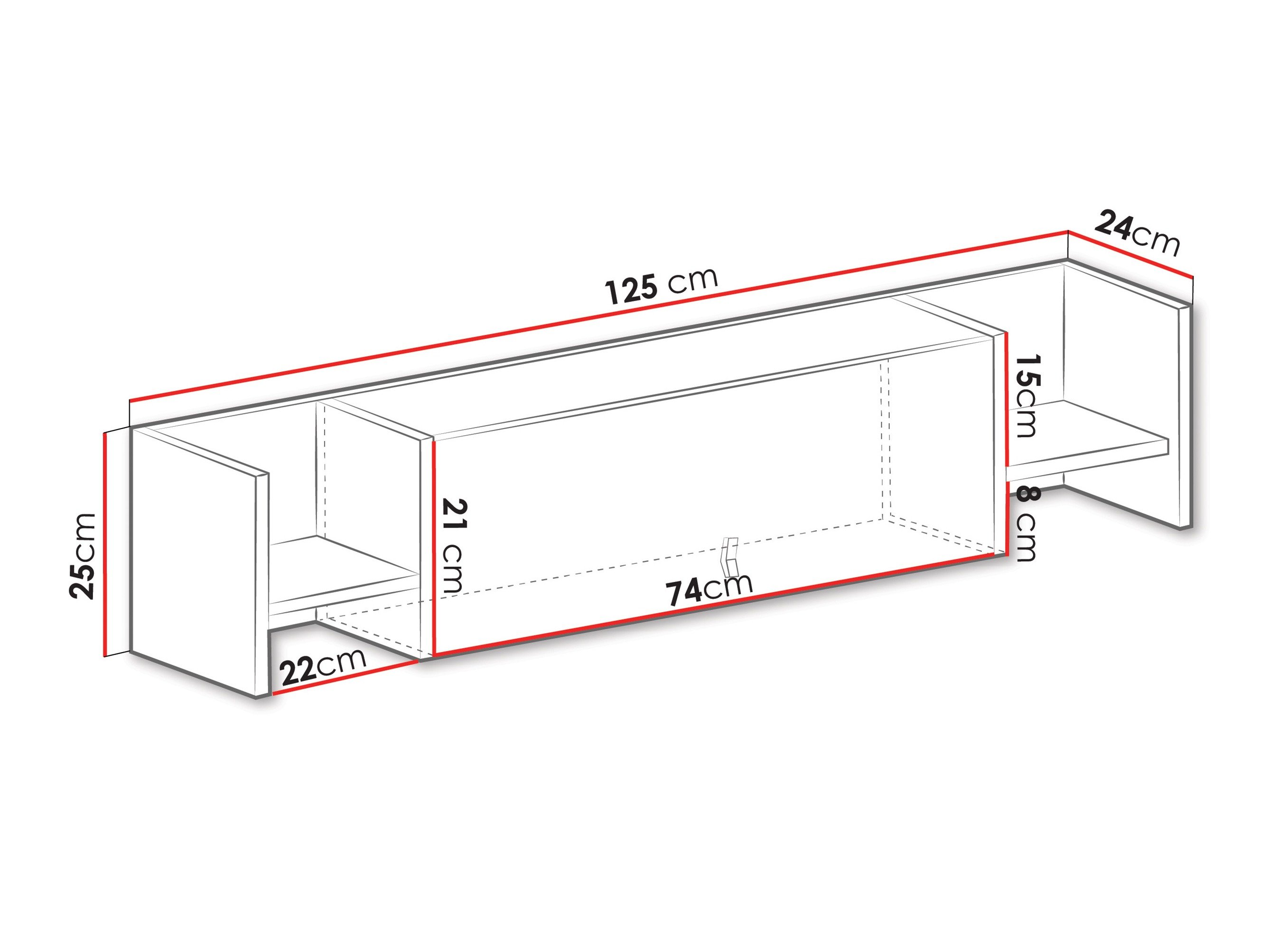 Étagère murale Camteso 110 (Noir + Chêne + Beige)
