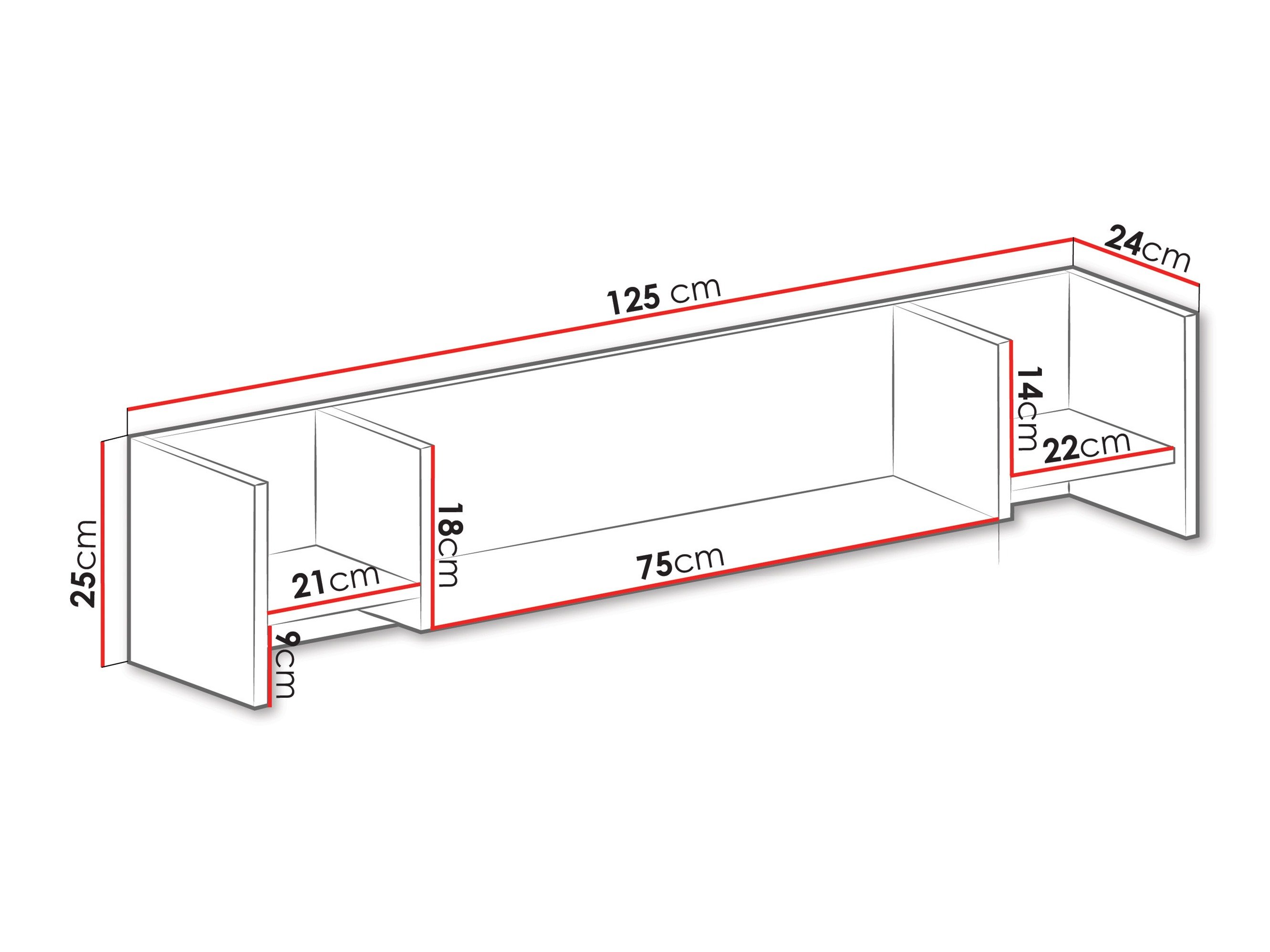 Étagère murale Camteso 111 (Blanc + Chêne + Turquoise)