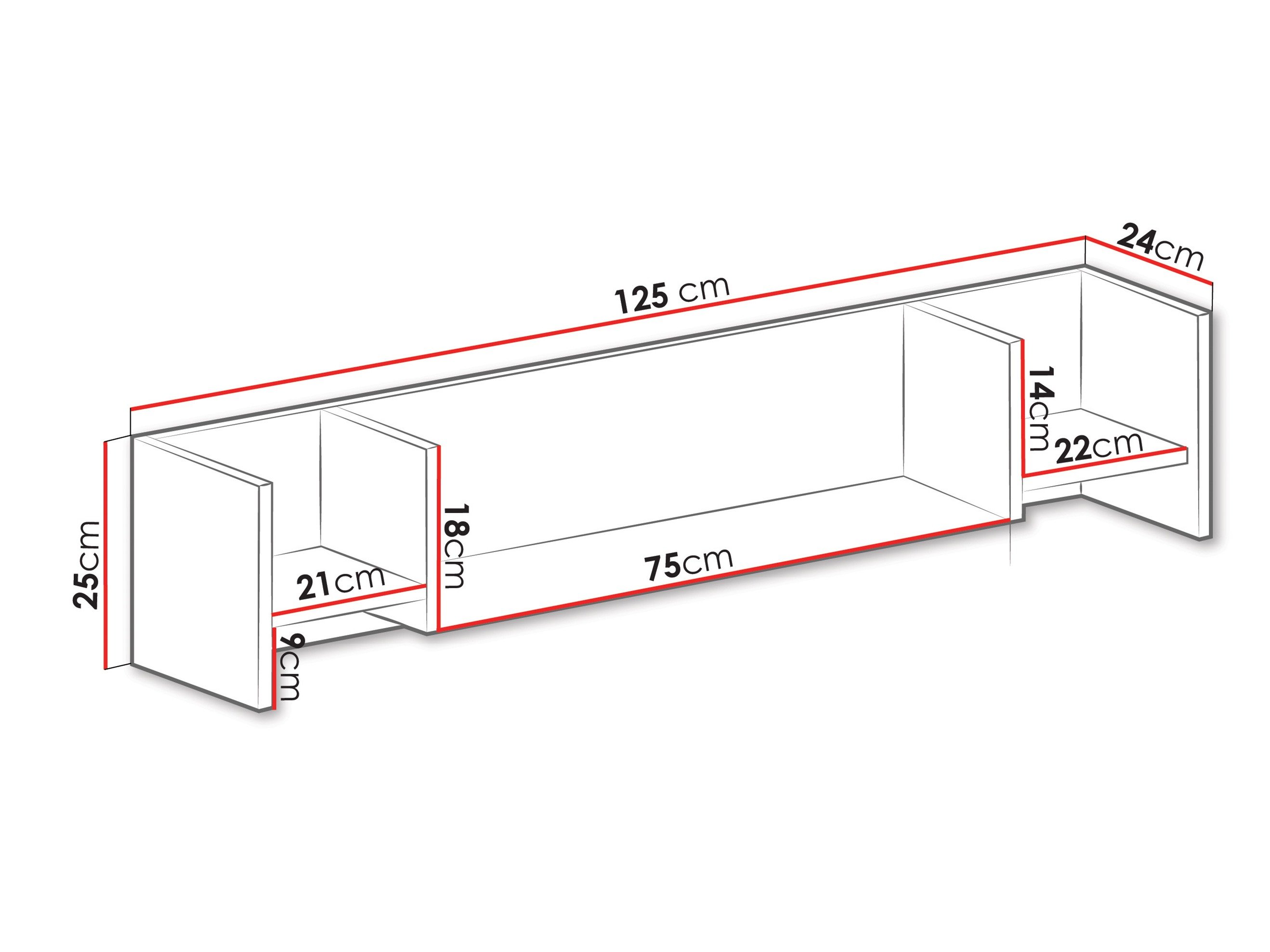 Étagère murale Camteso 111 (Noir + Chêne + Beige)