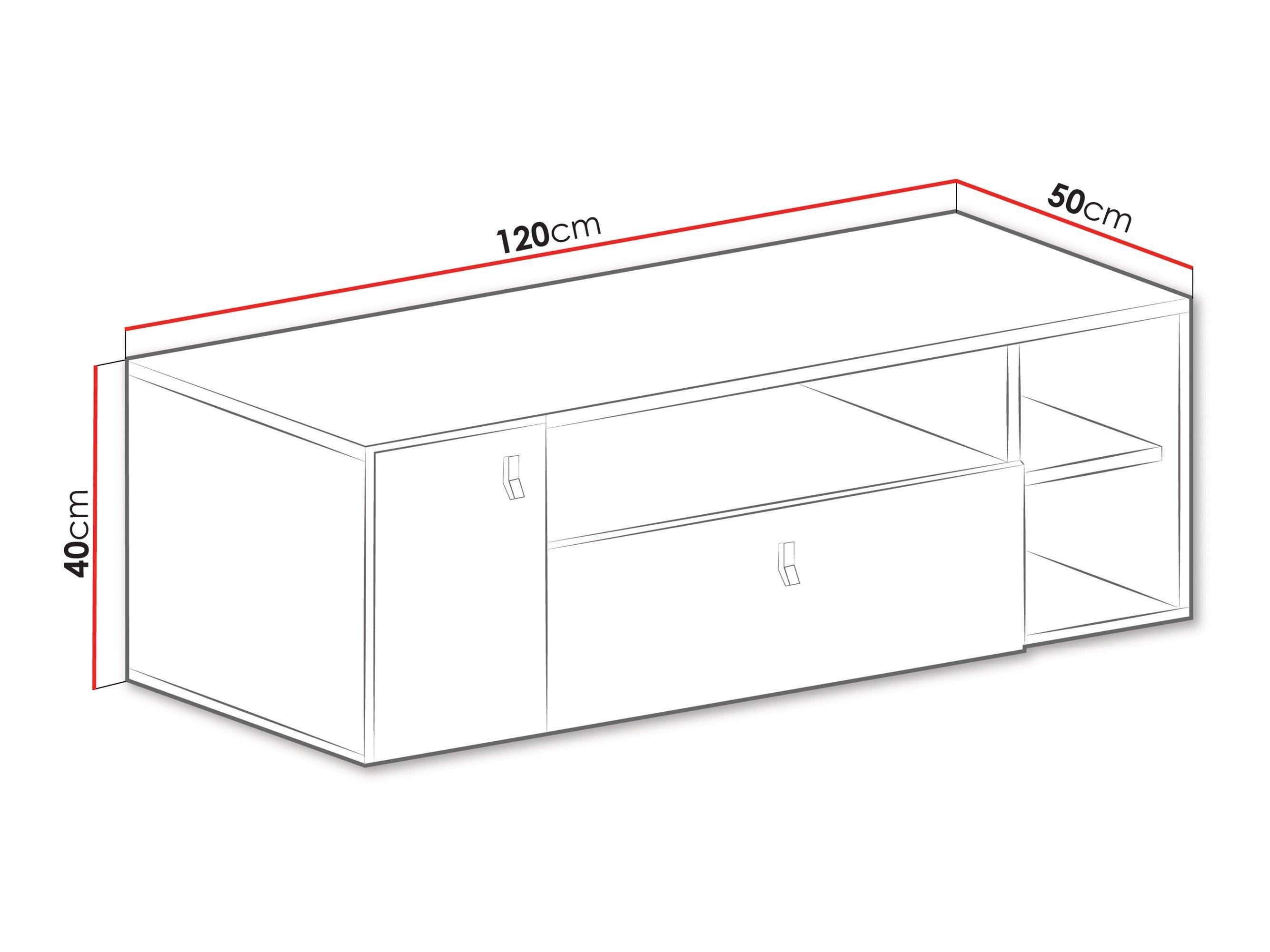 Meuble TV Camteso 108 (Blanc + Chêne + Turquoise)
