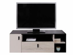 Meuble TV Camteso 108 (Noir + Chêne + Beige)