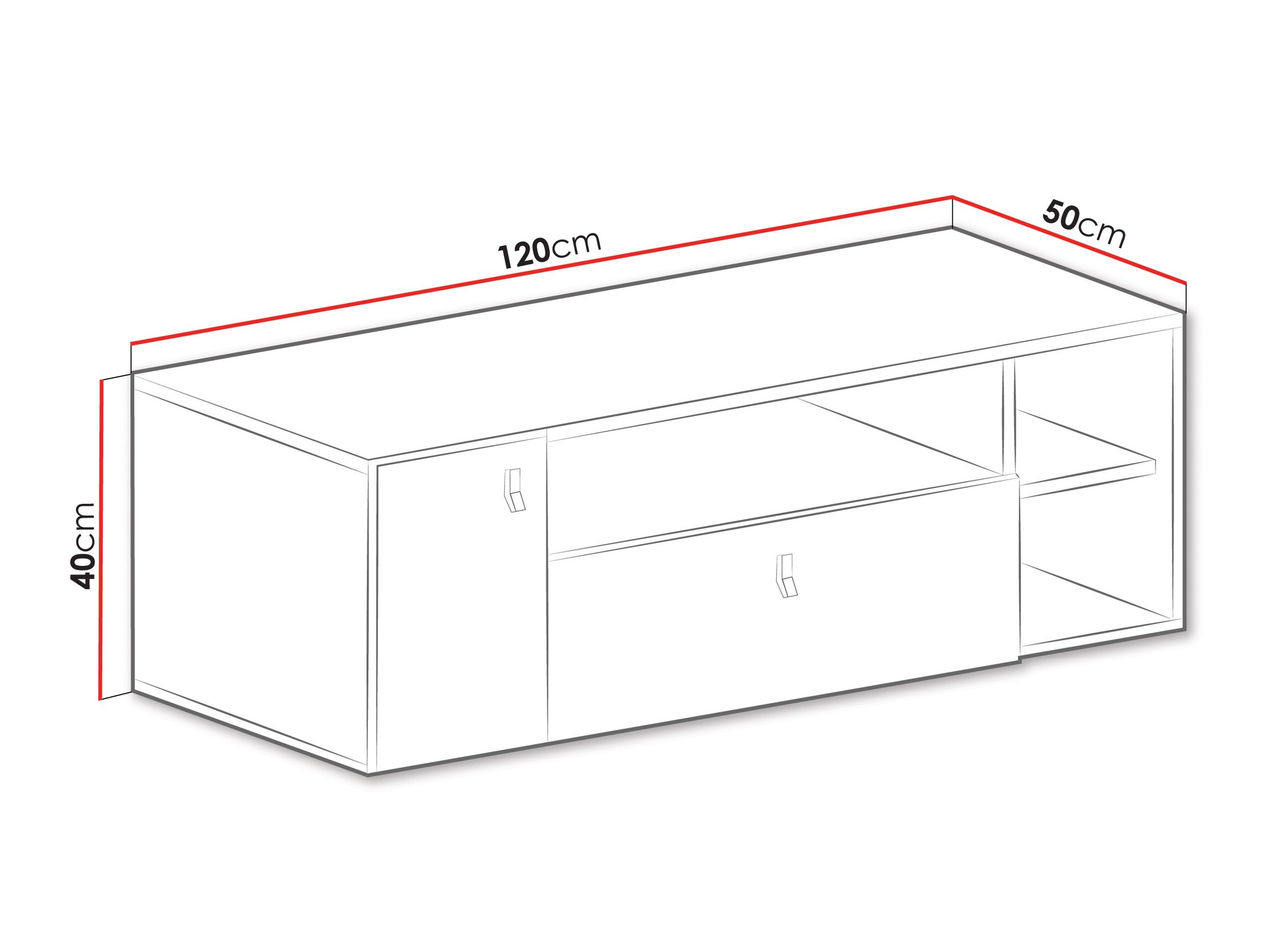 Meuble TV Camteso 108 (Noir + Chêne + Beige)