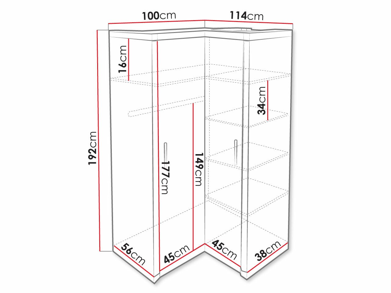 Armoire d'angle Lorelie 119 (Truffe chêne)