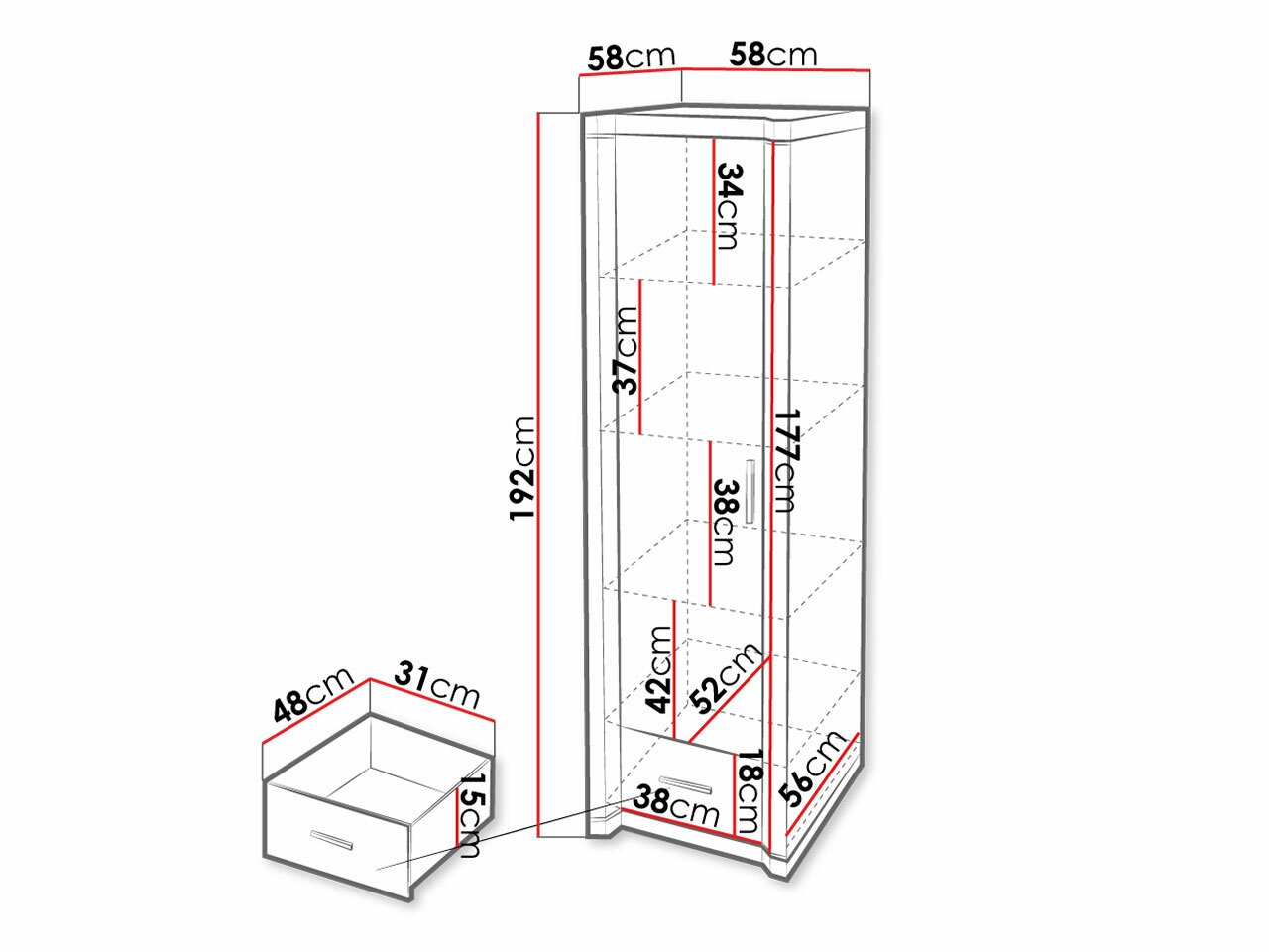 Armoire Lorelie 117 (Sonoma chêne)
