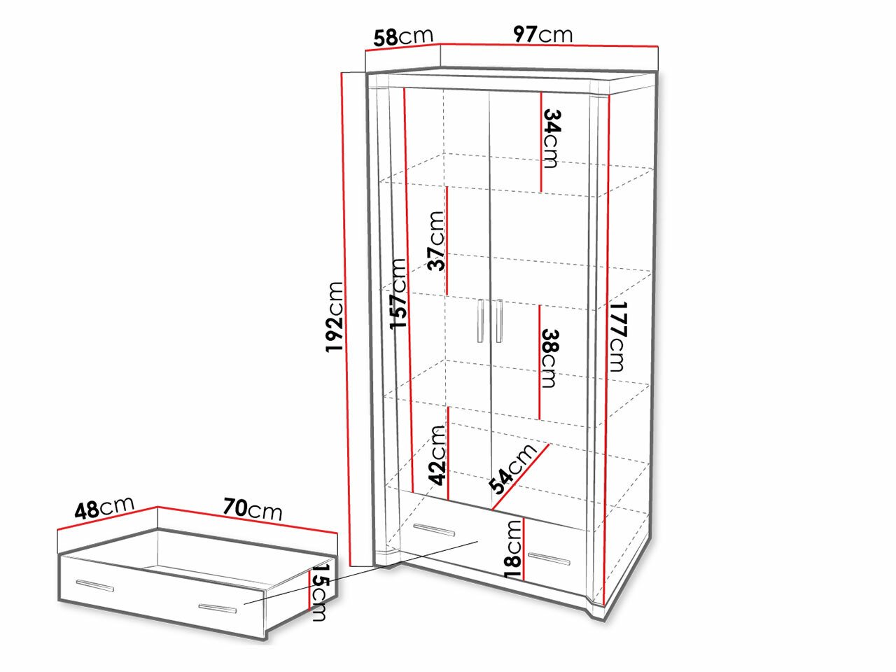 Armoire Lorelie 118 (Sonoma chêne)