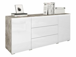 Commode Mirfivo 102 (Béton + Blanc brillant)